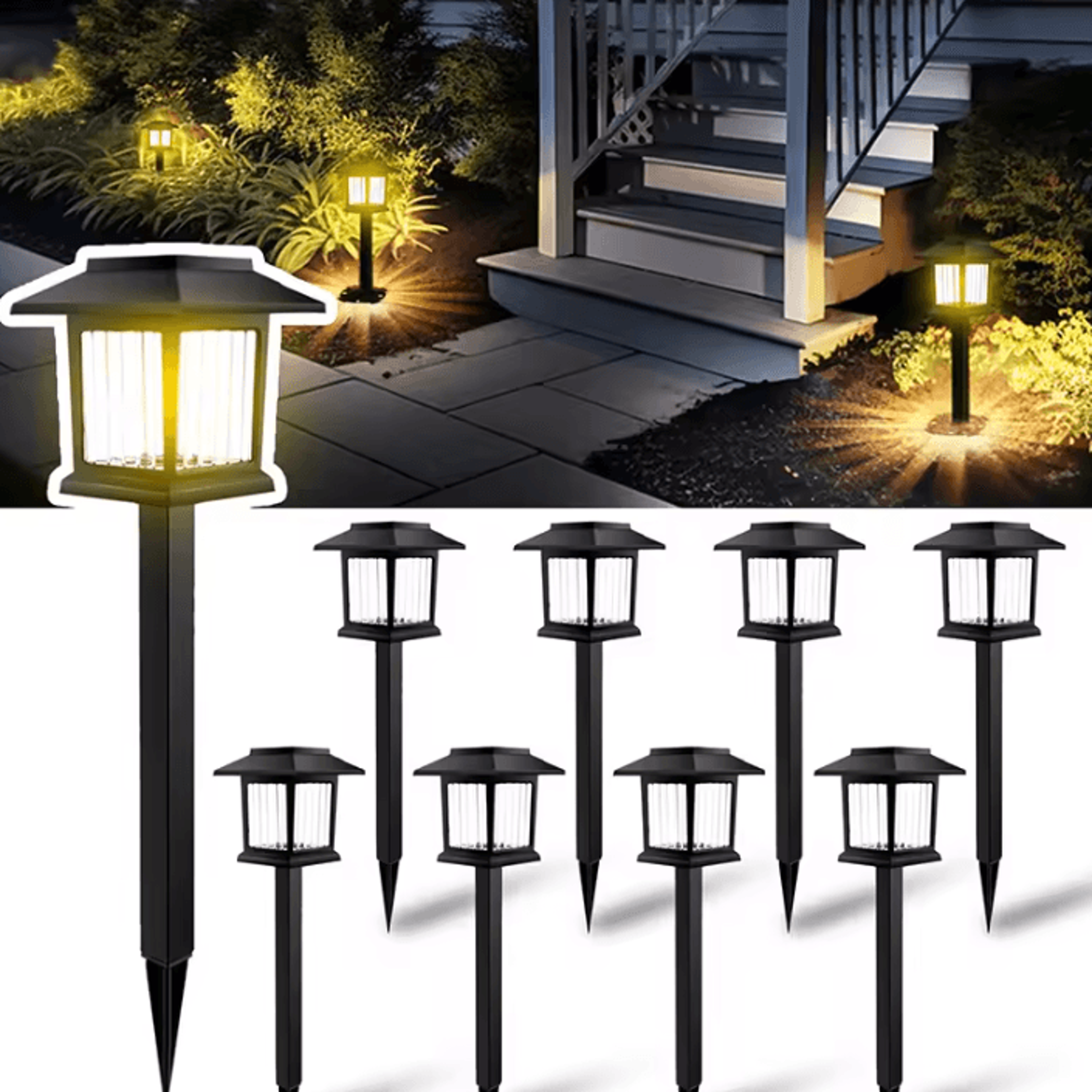 2pcs solar led pathway lights – waterproof outdoor garden lights for walkways, patios & driveways