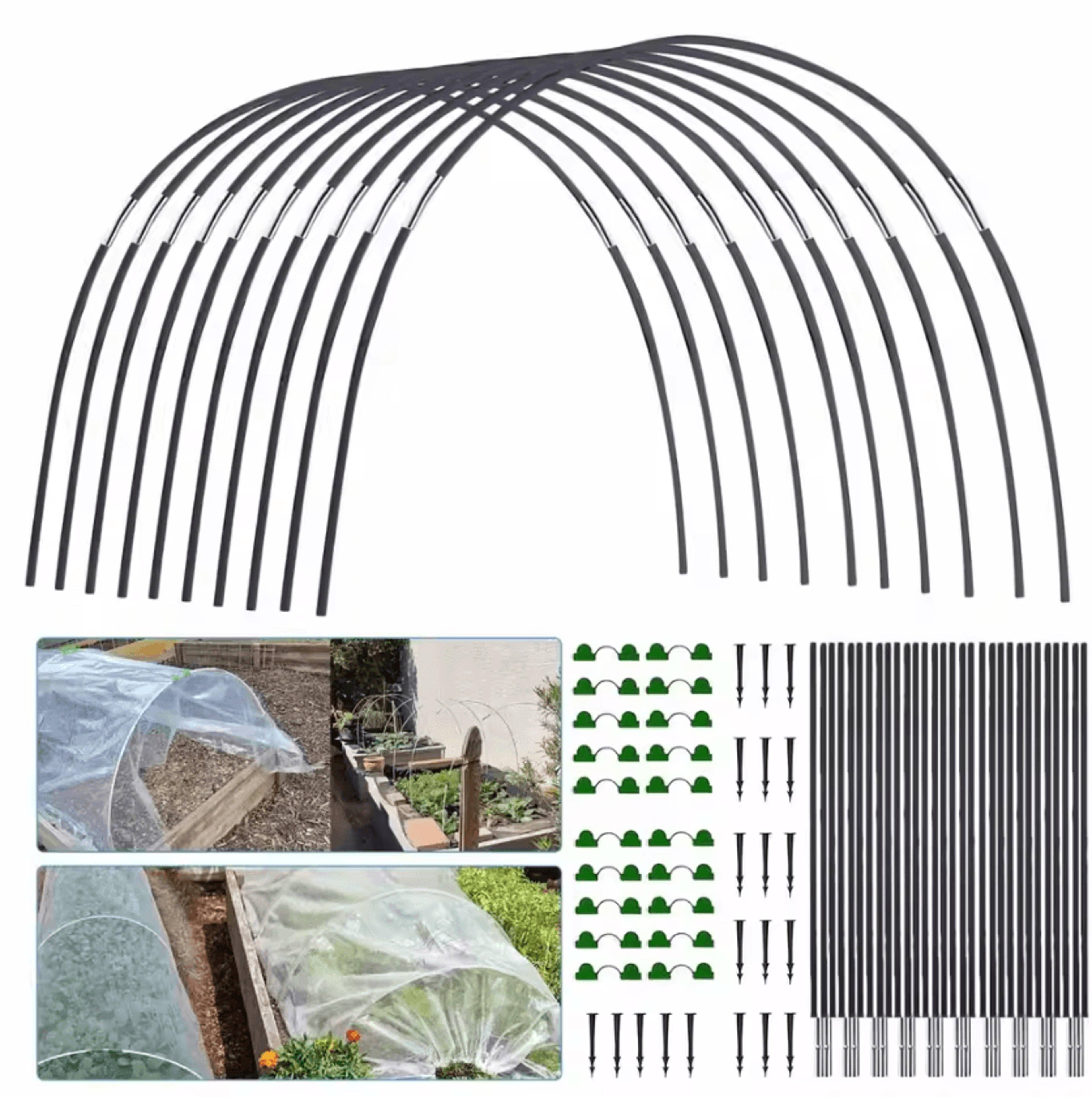 18/30pcs garden hoops set – durable greenhouse hoops for frost protection & plant covers