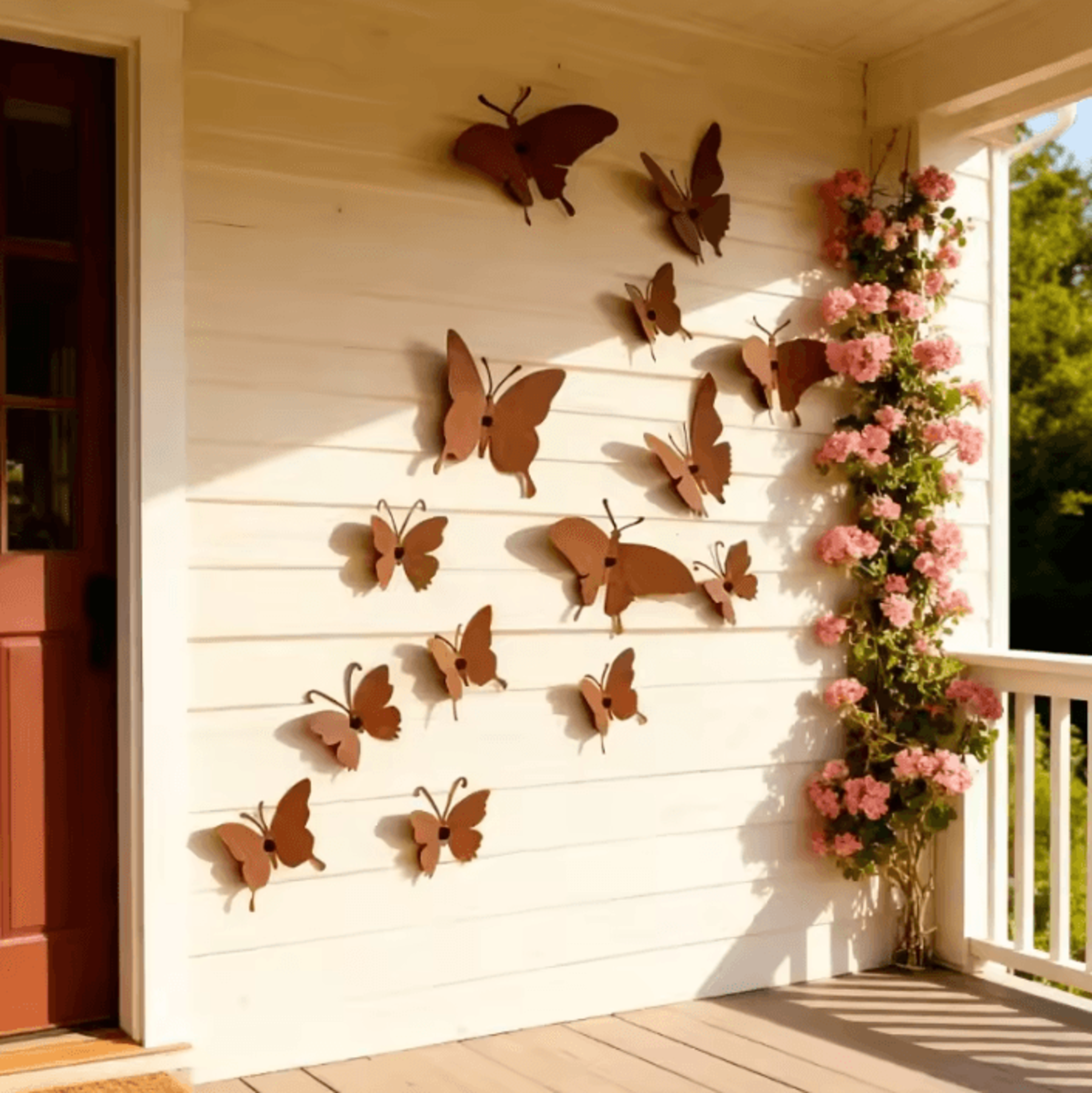 metal butterfly garden wall art – decorative outdoor fence & patio butterfly decor