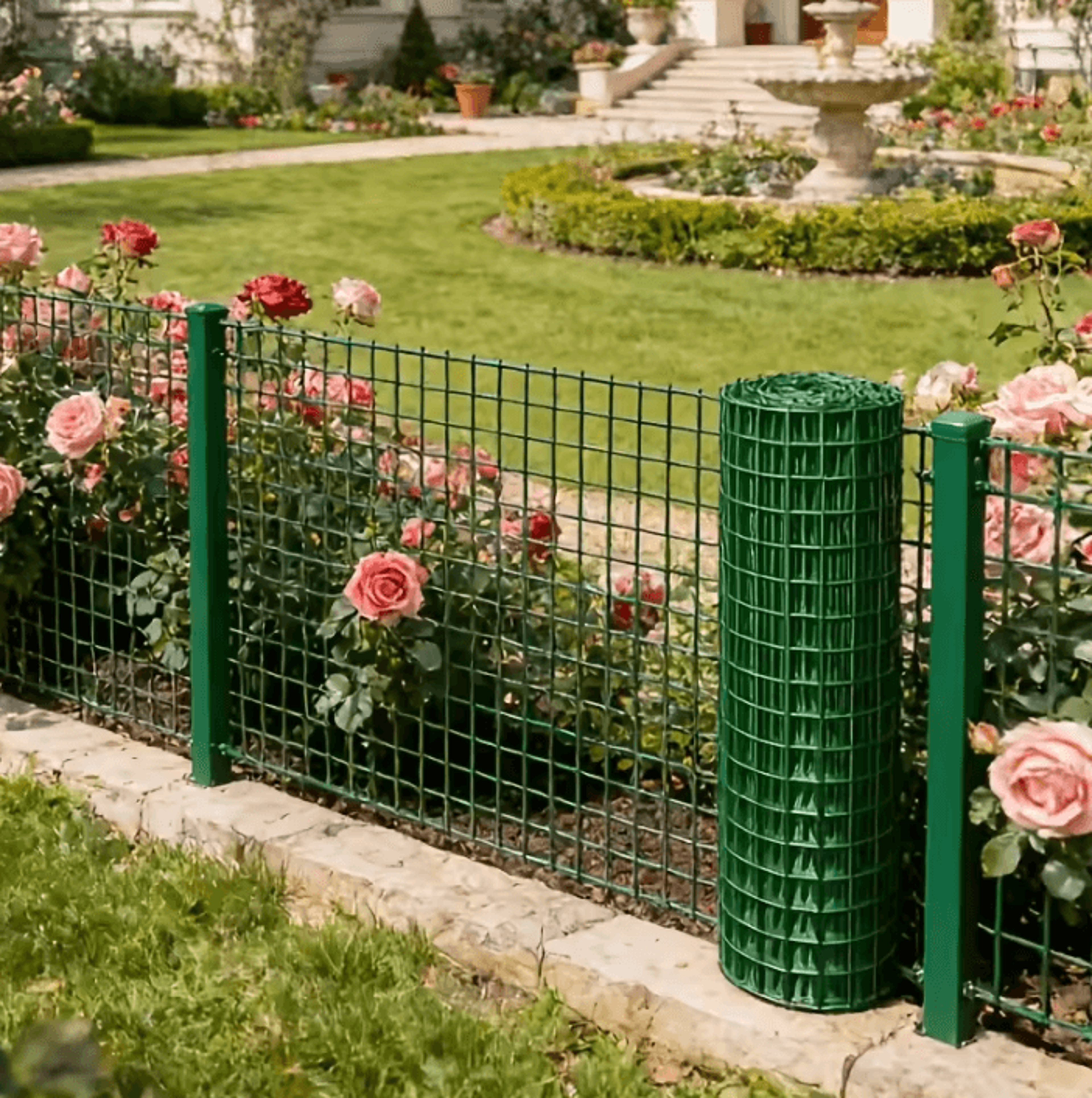 pvc coated galvanized wire mesh garden fence roll for chicken coop and plant protection