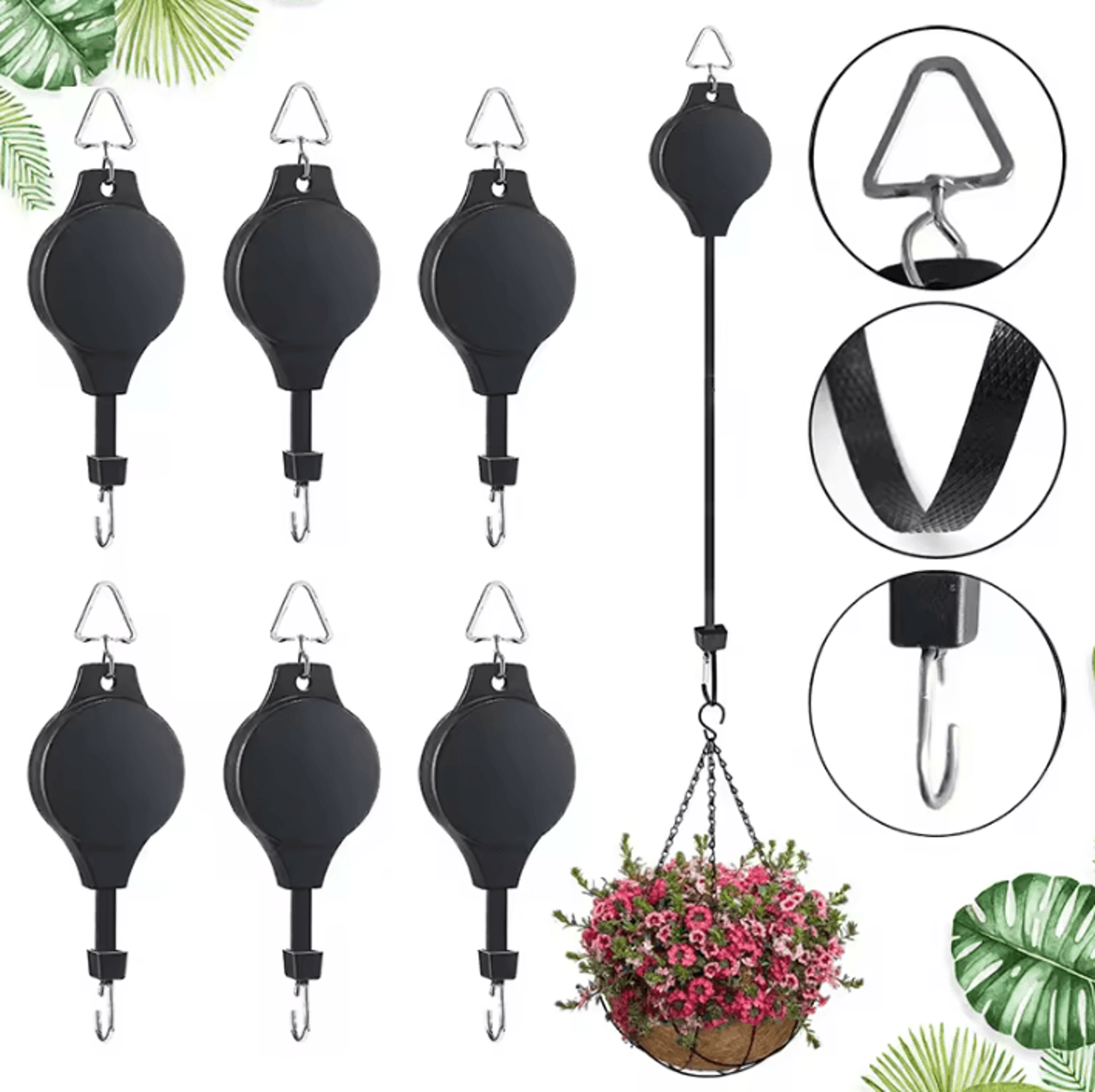 retractable plant hanger pulley hook for hanging flower baskets and easy watering