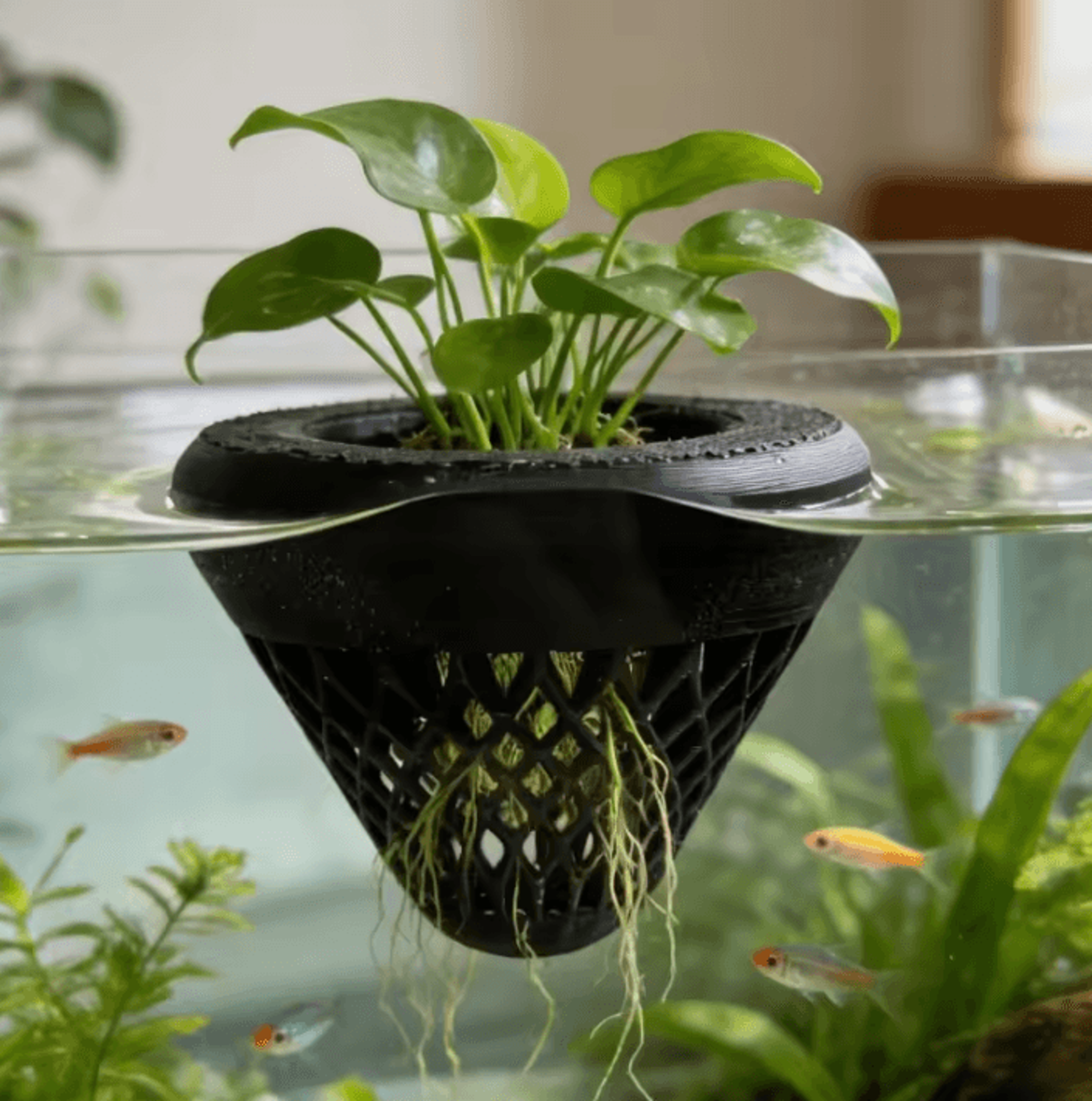 floating hydroponic plant pot for aquarium and water garden decor