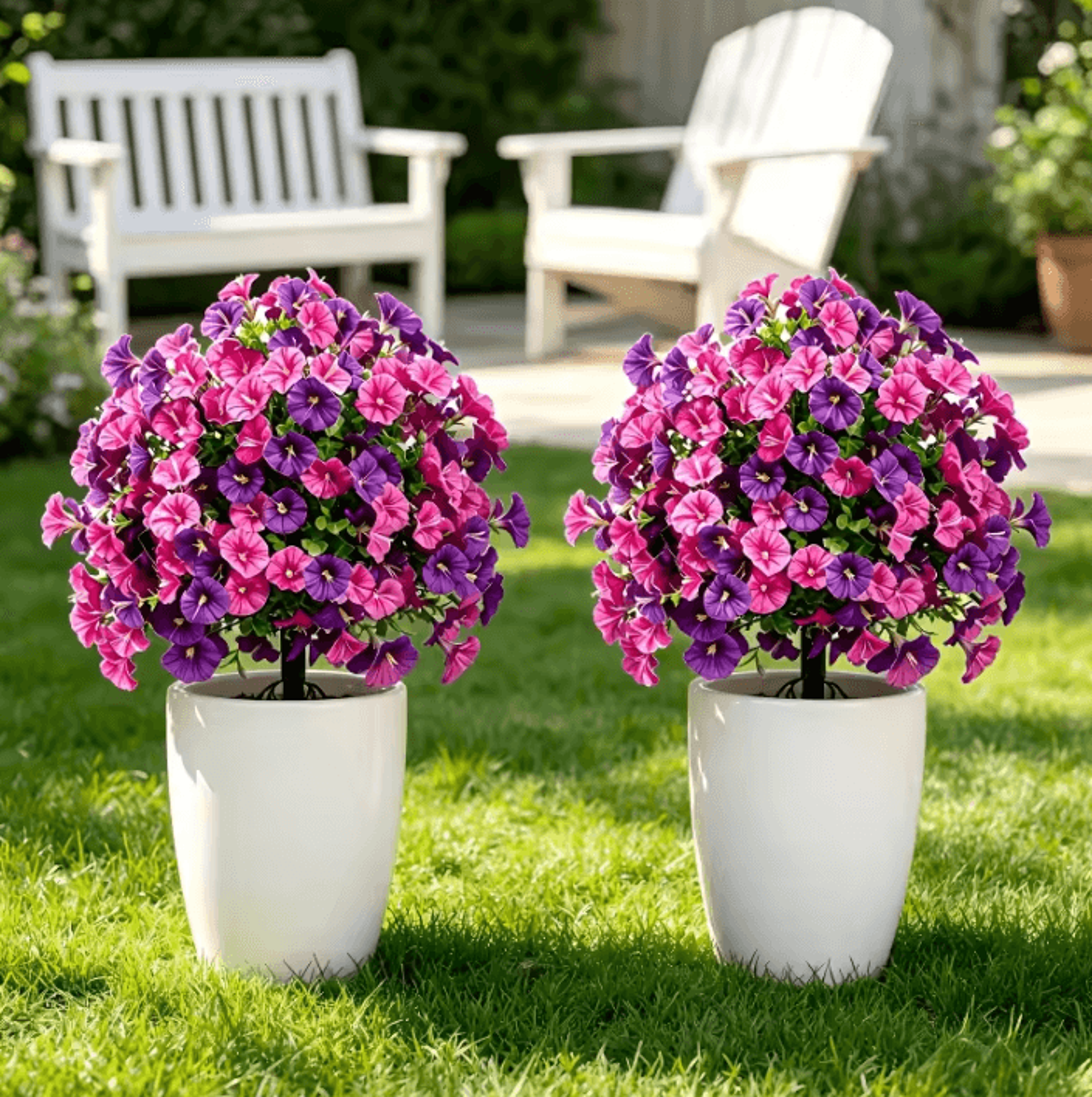 artificial morning glory flower stakes for garden, yard, and lawn decor