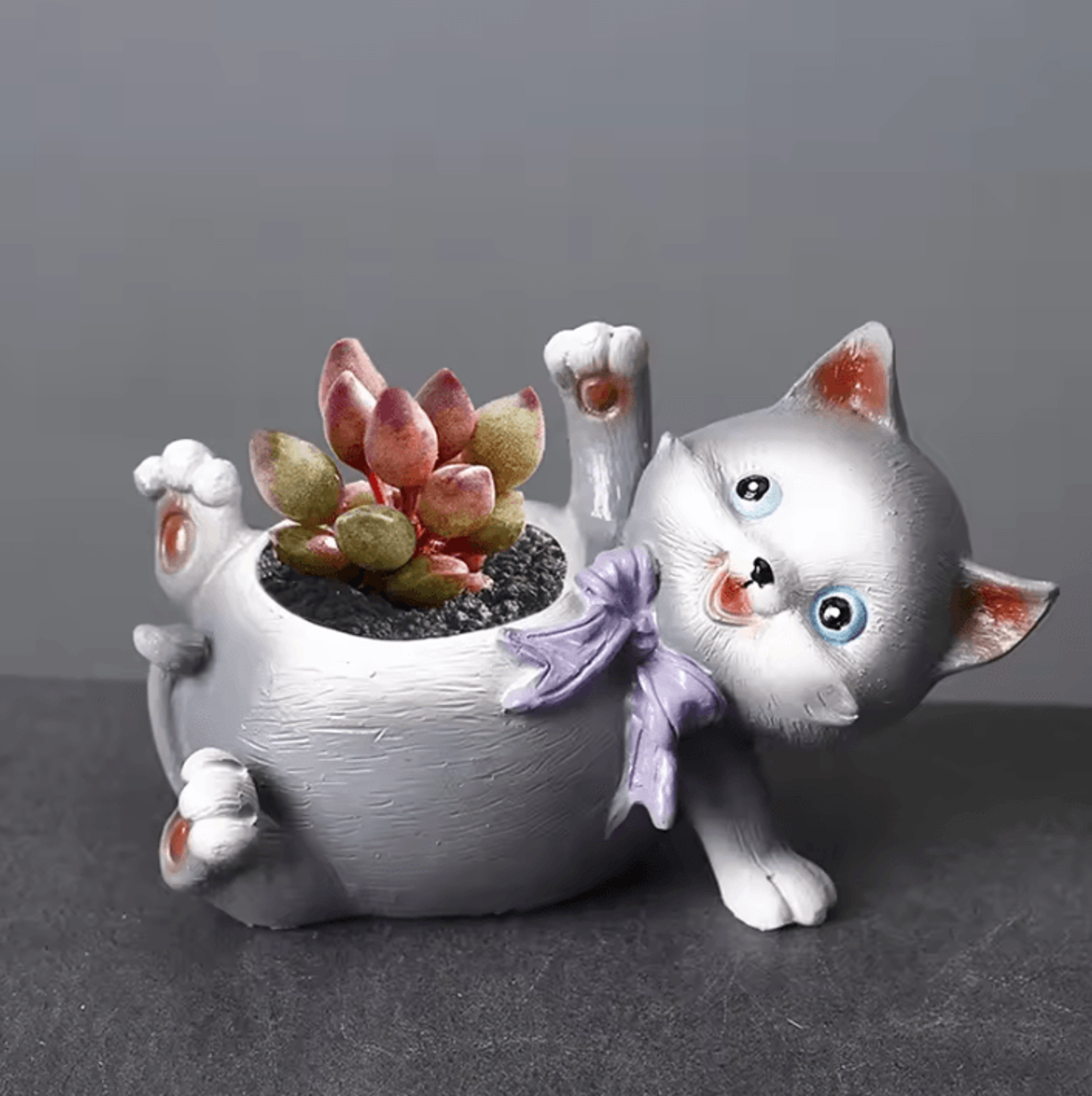 cute cat resin succulent planter for indoor plants