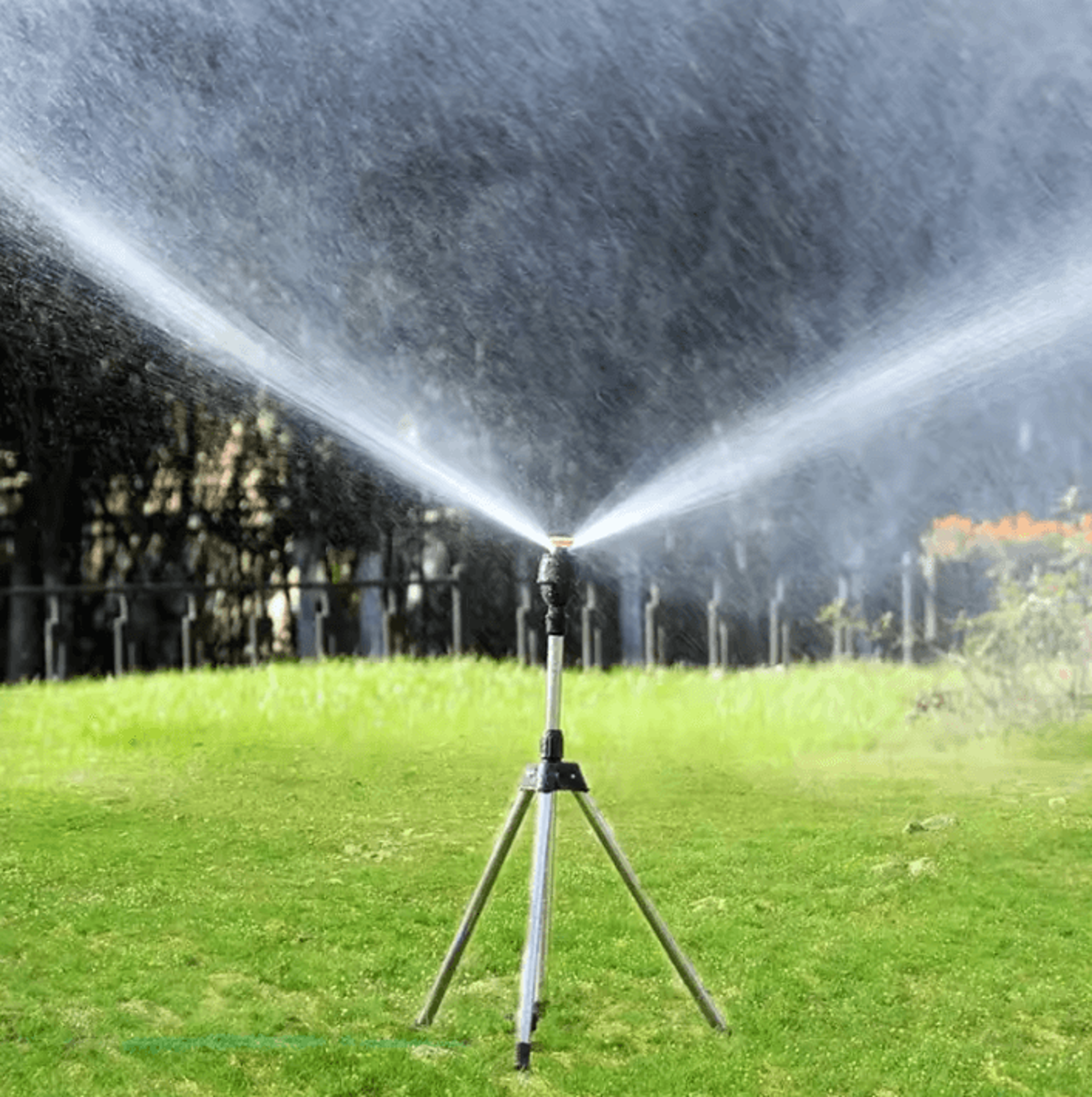 360 degree rotating garden sprinkler with adjustable tripod stand