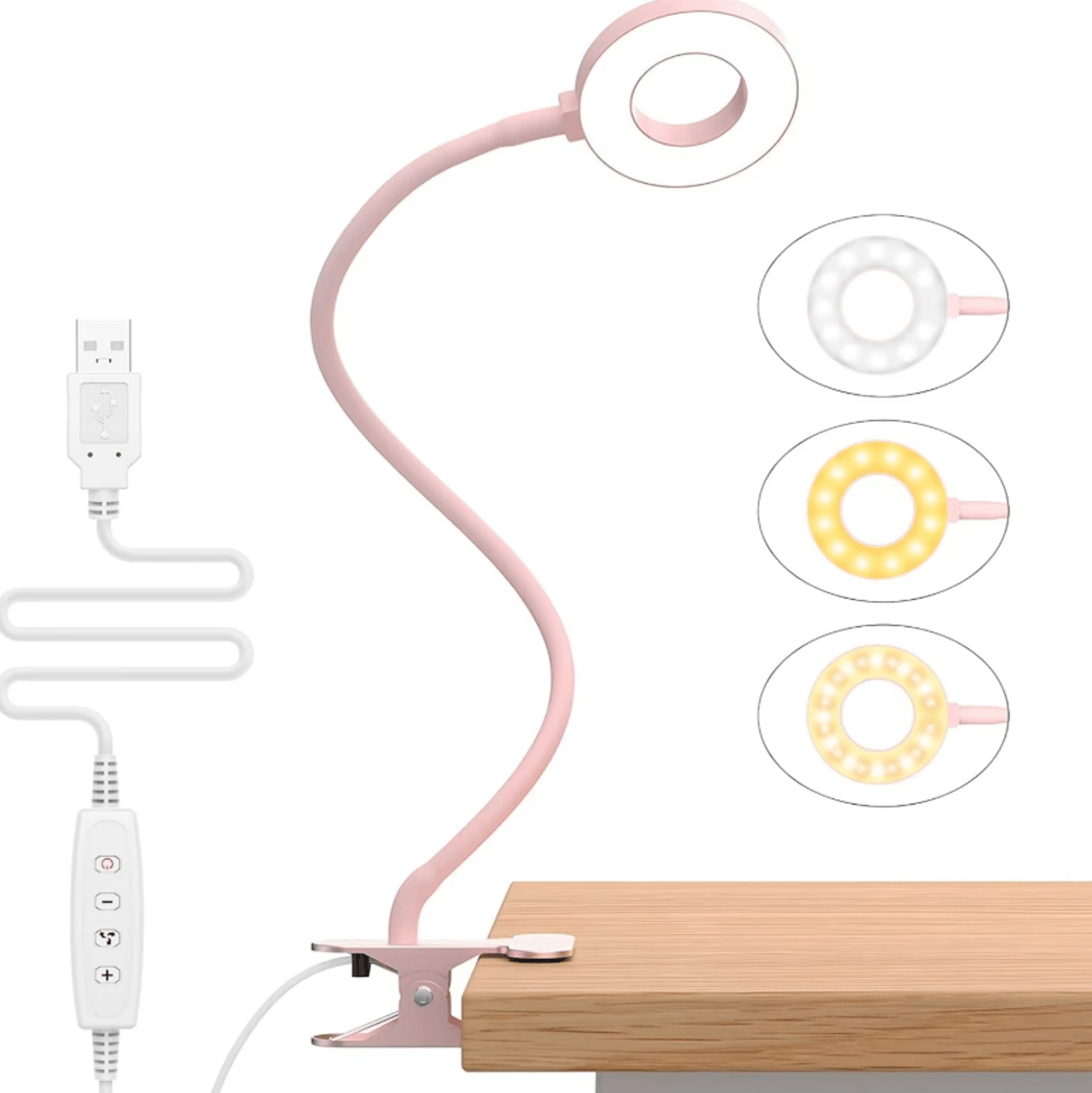 clip on led reading light with flexible usb rechargeable design