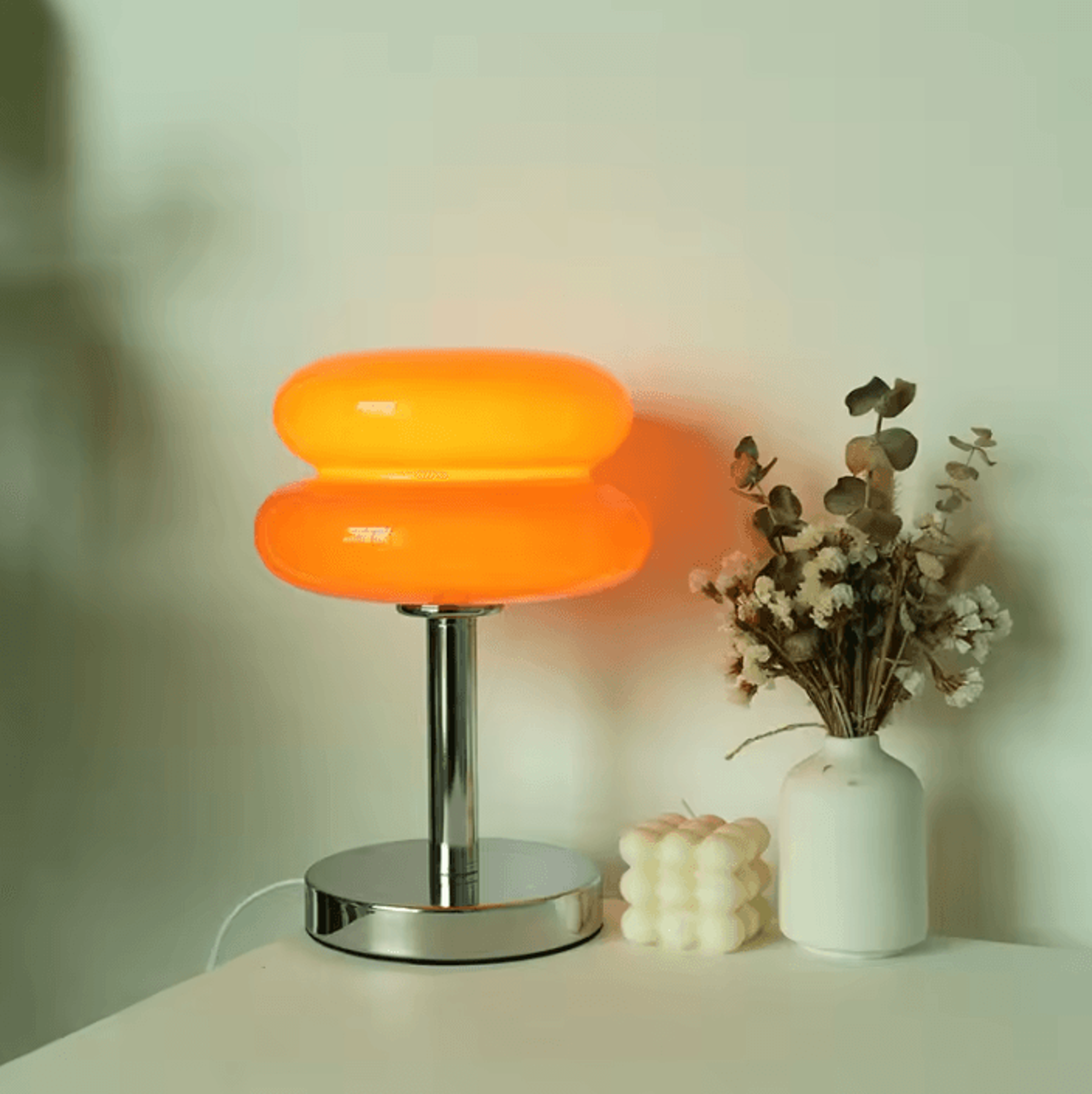 macaron glass led table lamp with 3 color dimming