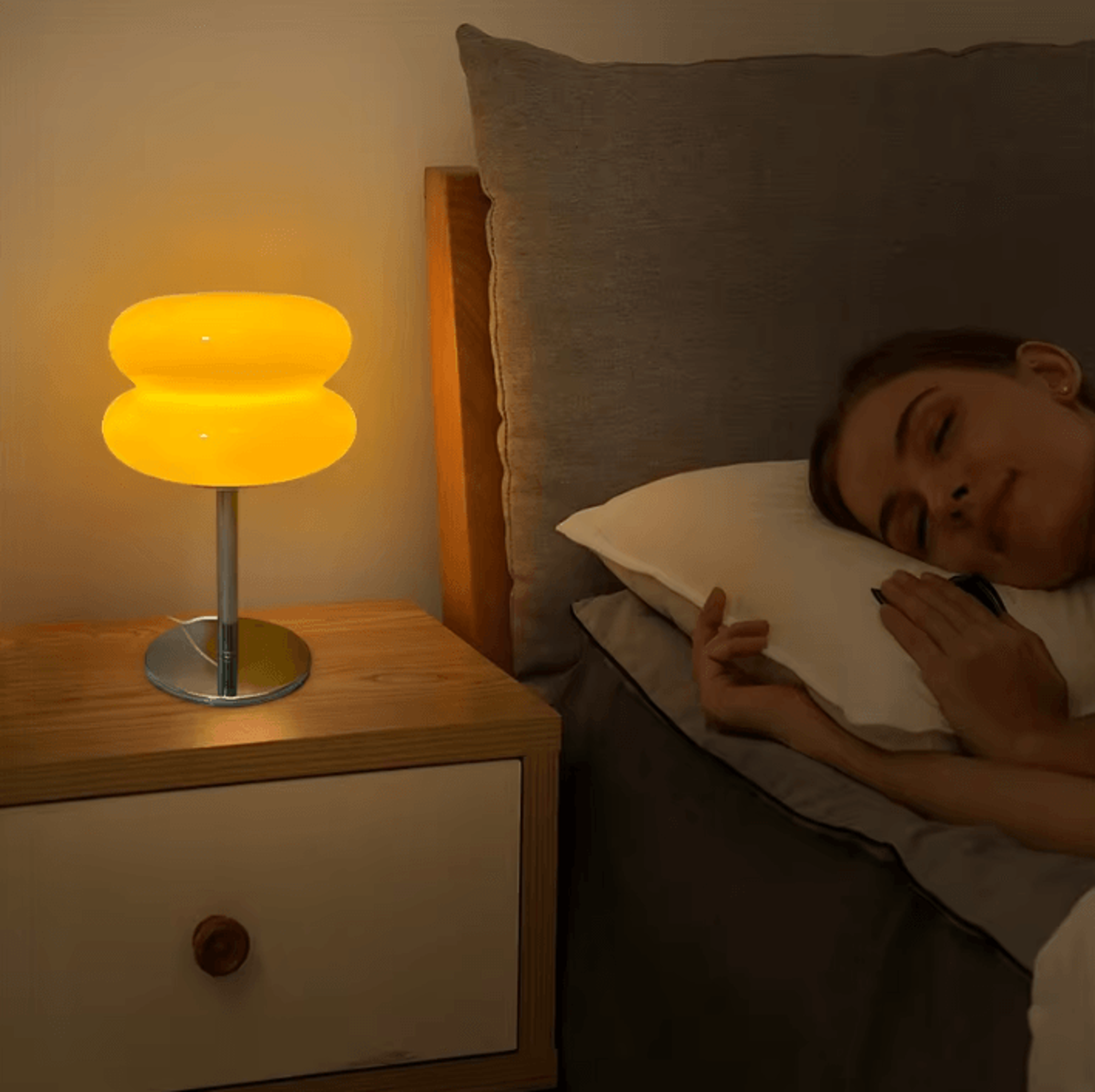 macaron glass bedside lamp with 3 color dimming for bedroom decor