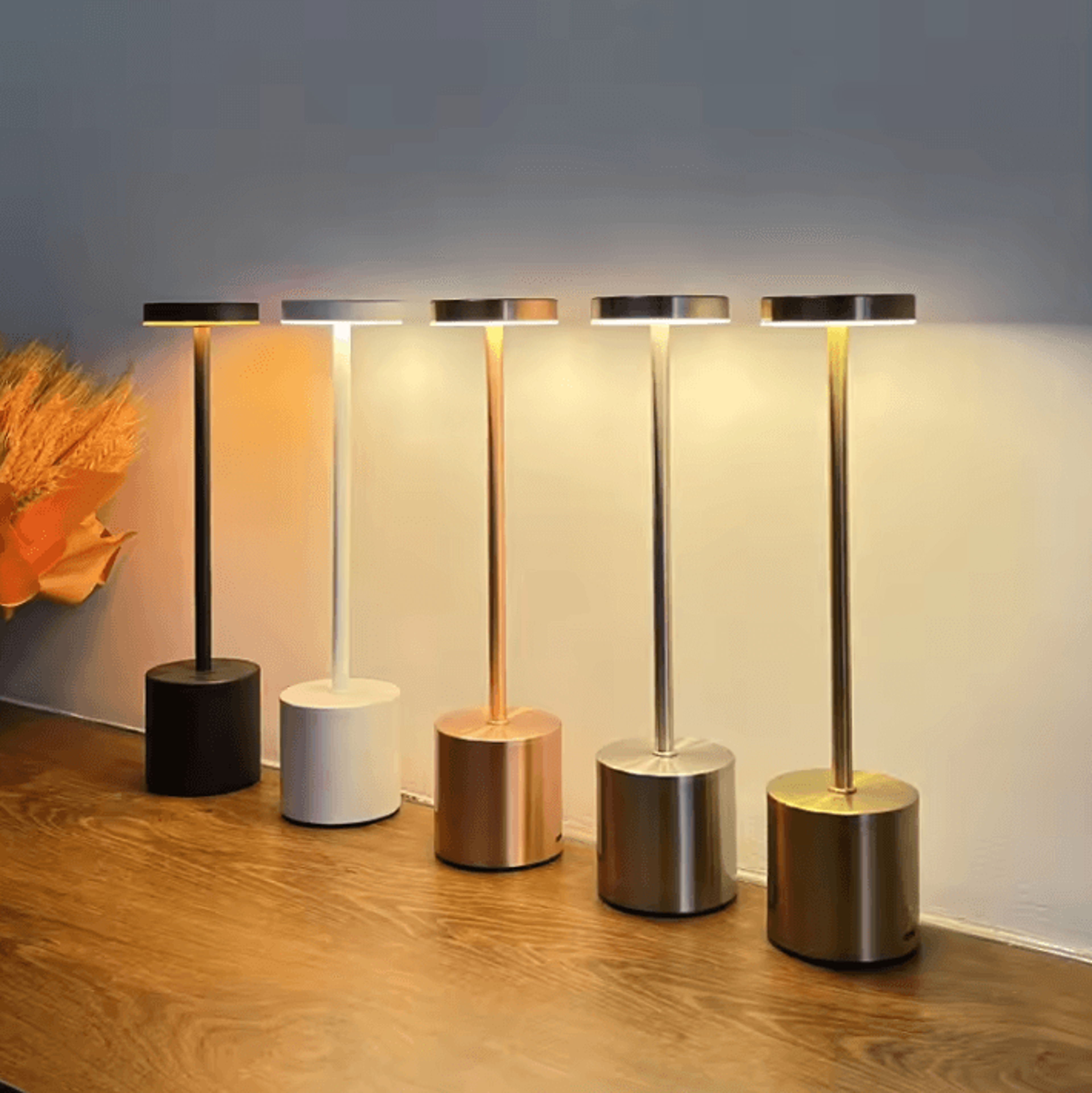 rechargeable led table lamp with touch control wireless metal desk lamp for bedroom & restaurant