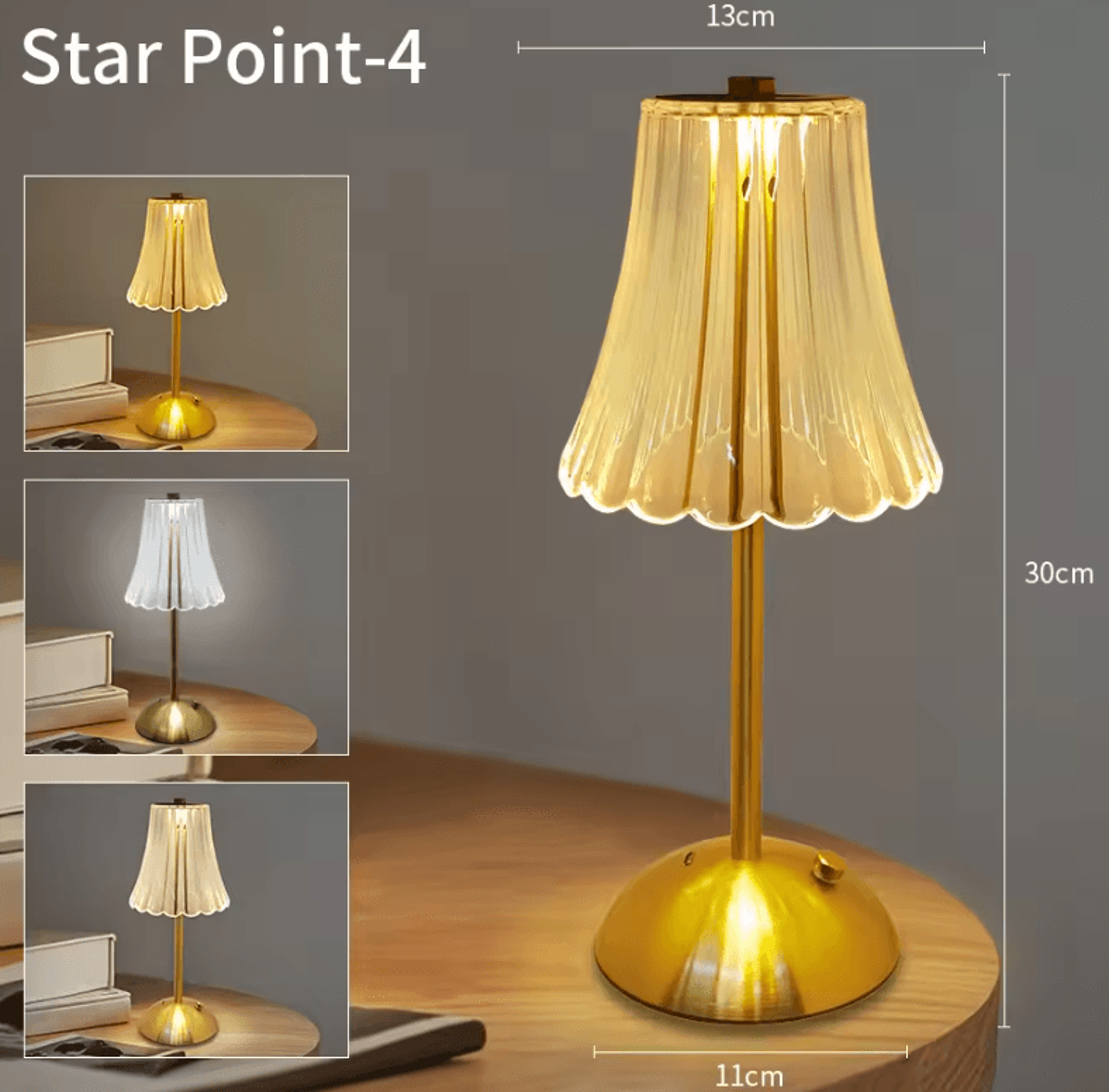 rechargeable crystal led table lamp dimmable bedside reading light for bedroom & home decor