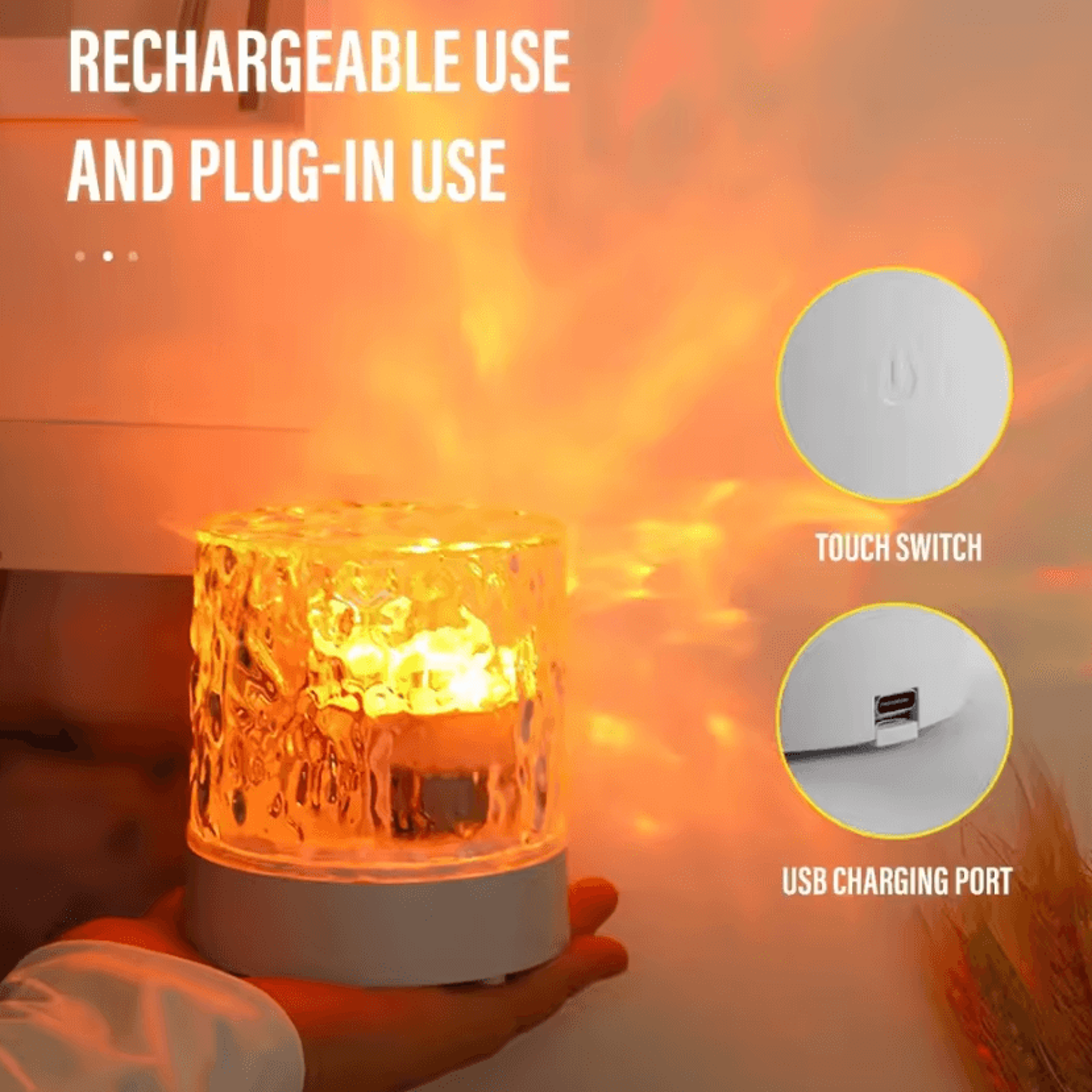 led water ripple projection lamp rgb crystal table light for bedroom & home decor
