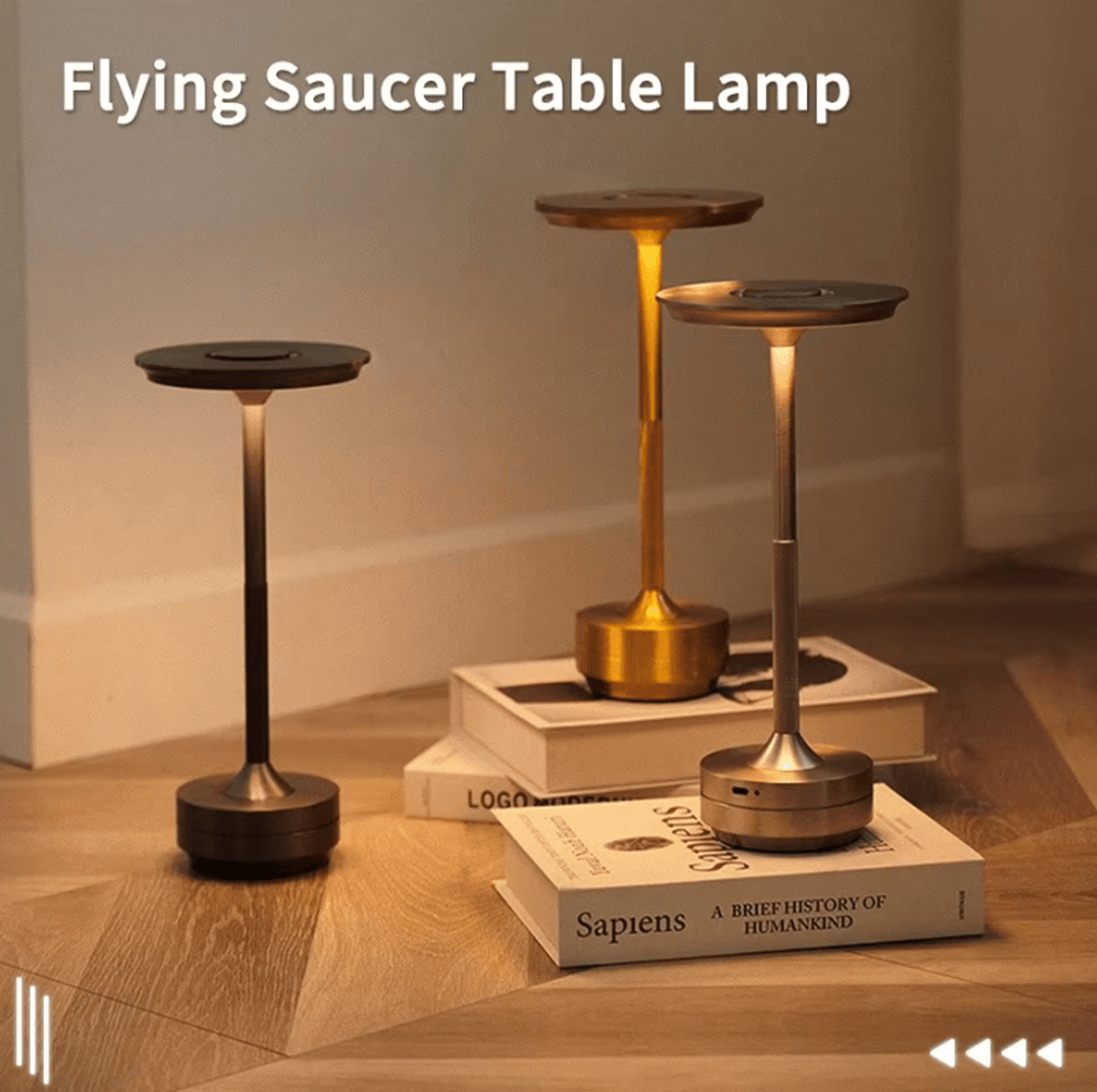 wireless rechargeable touch table lamp for bedroom, desk & home decor