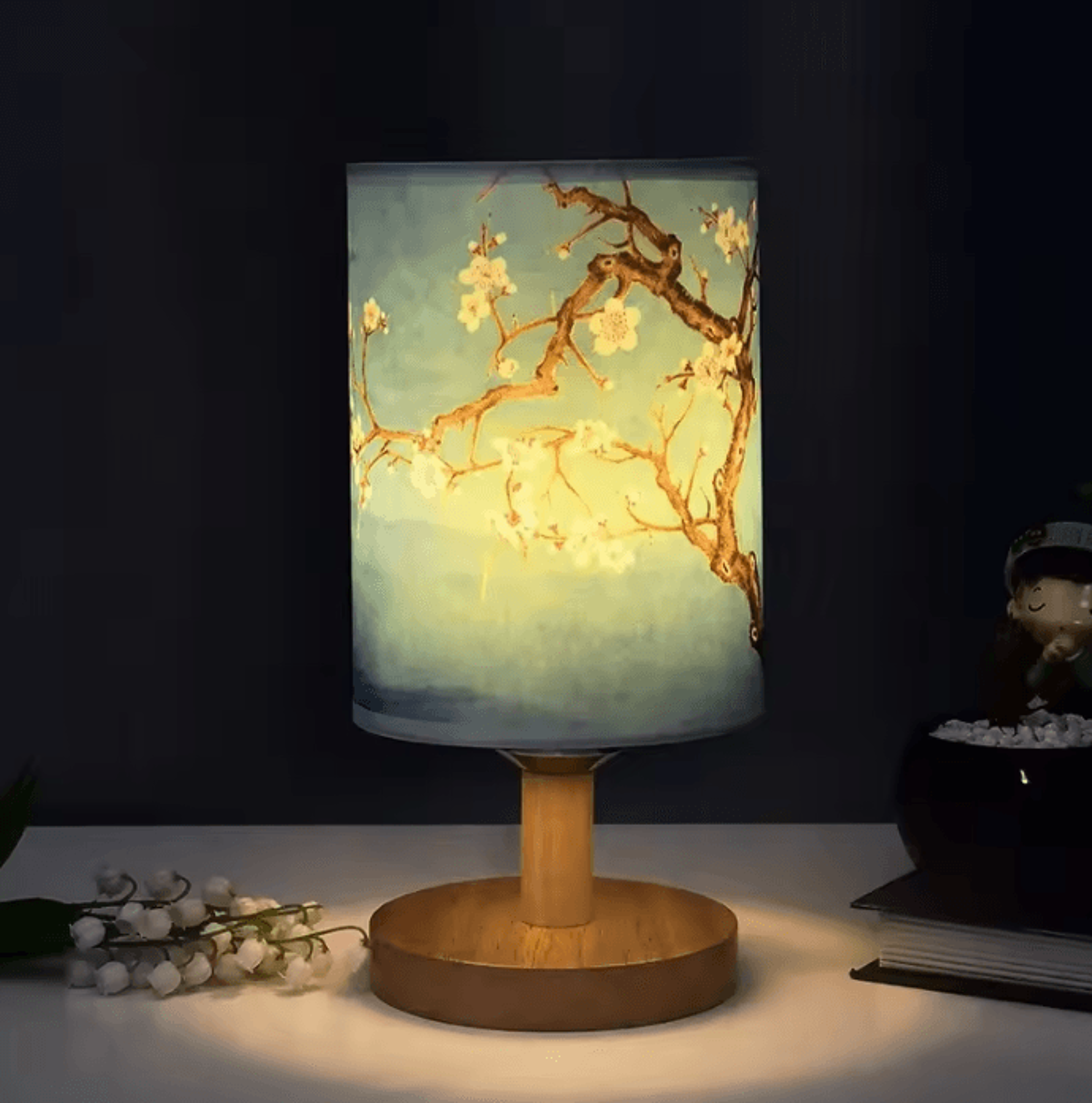 chinese style led square table lamp dimmable bedside light for bedroom & living room