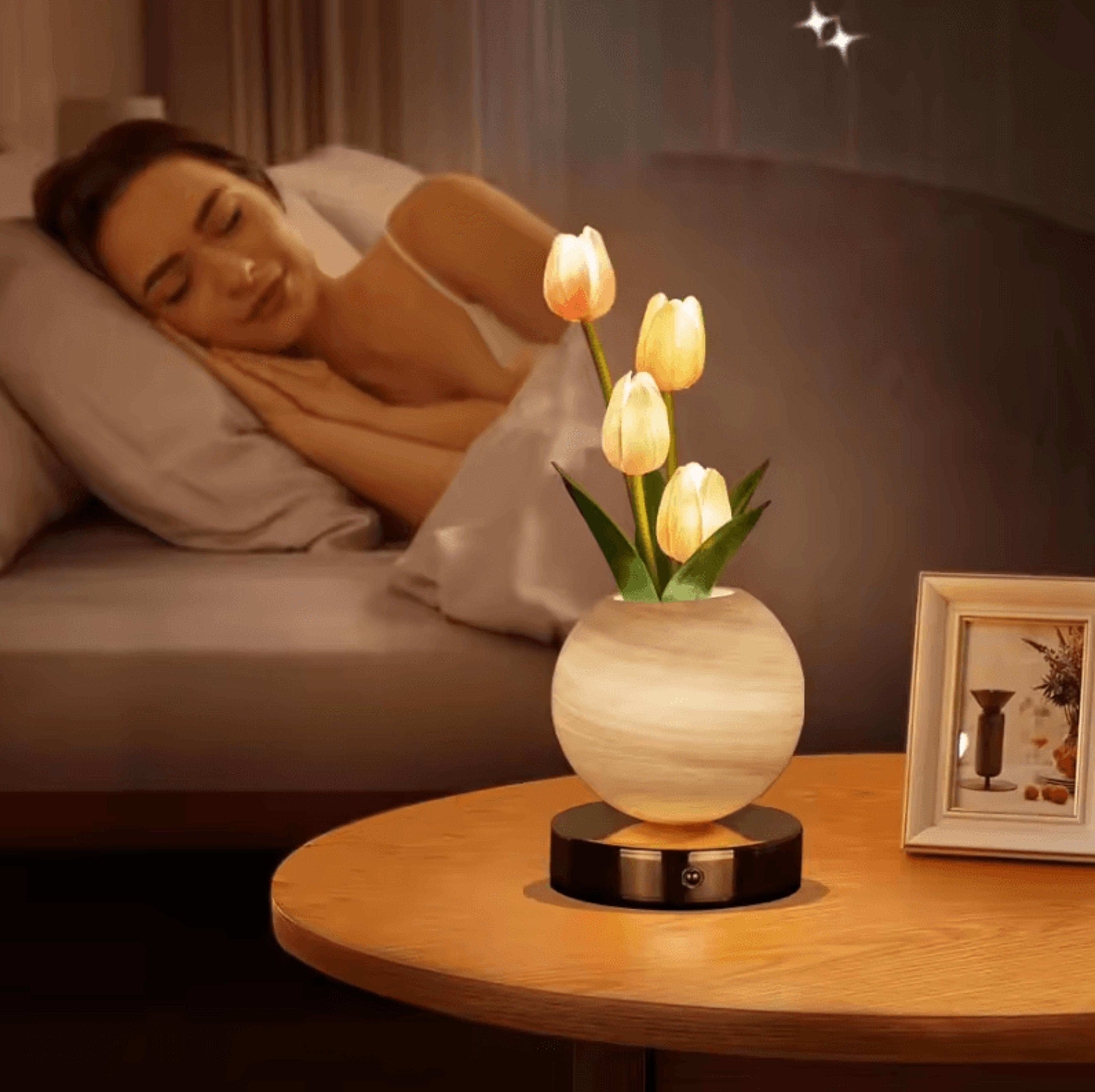 tulip led night light usb rechargeable table lamp for bedroom & bedside decor