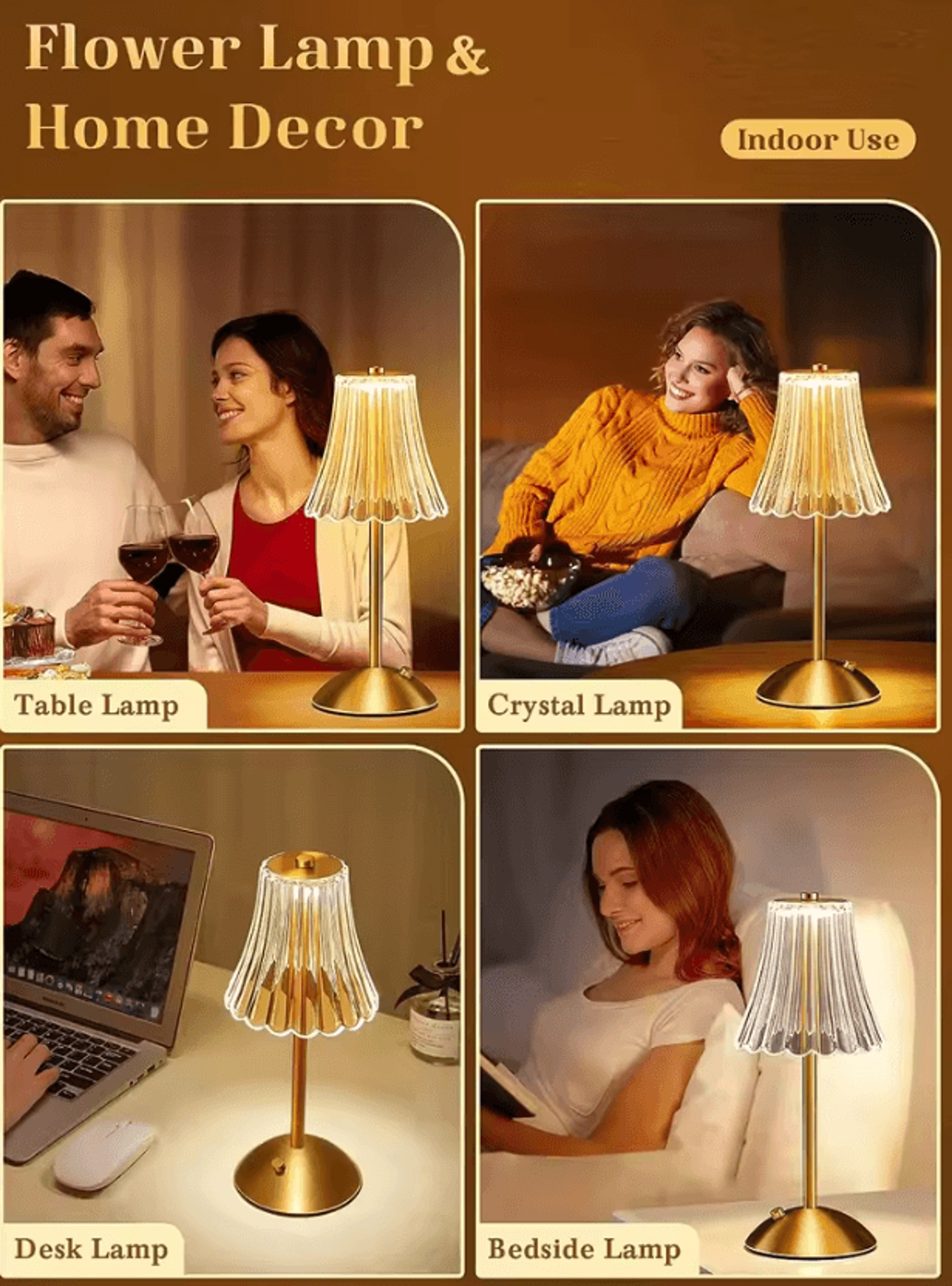 rechargeable wireless led table lamp with touch sensor for bedroom, restaurant & home decor