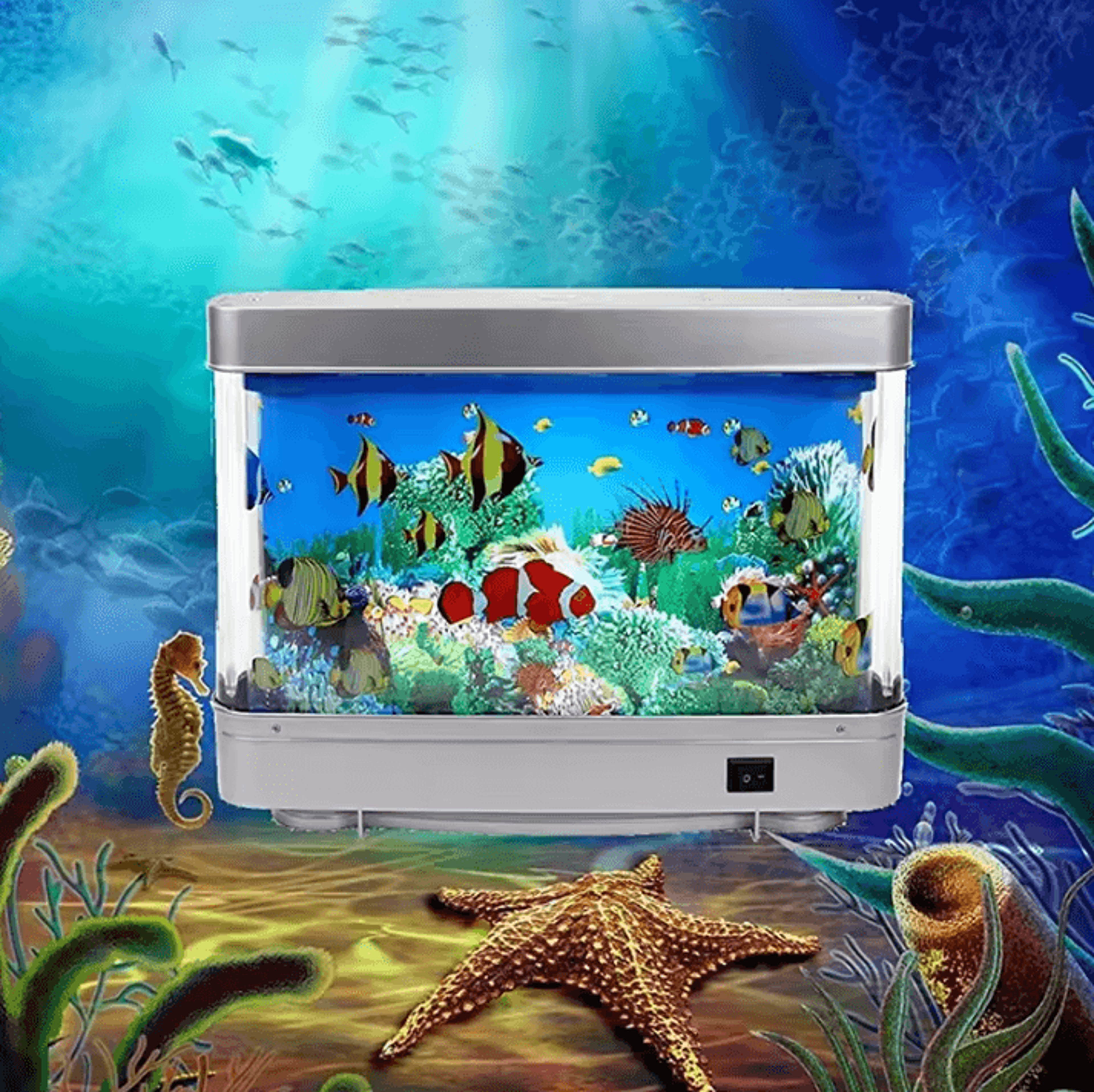 virtual tropical fish aquarium led night light for kids bedroom & home decor