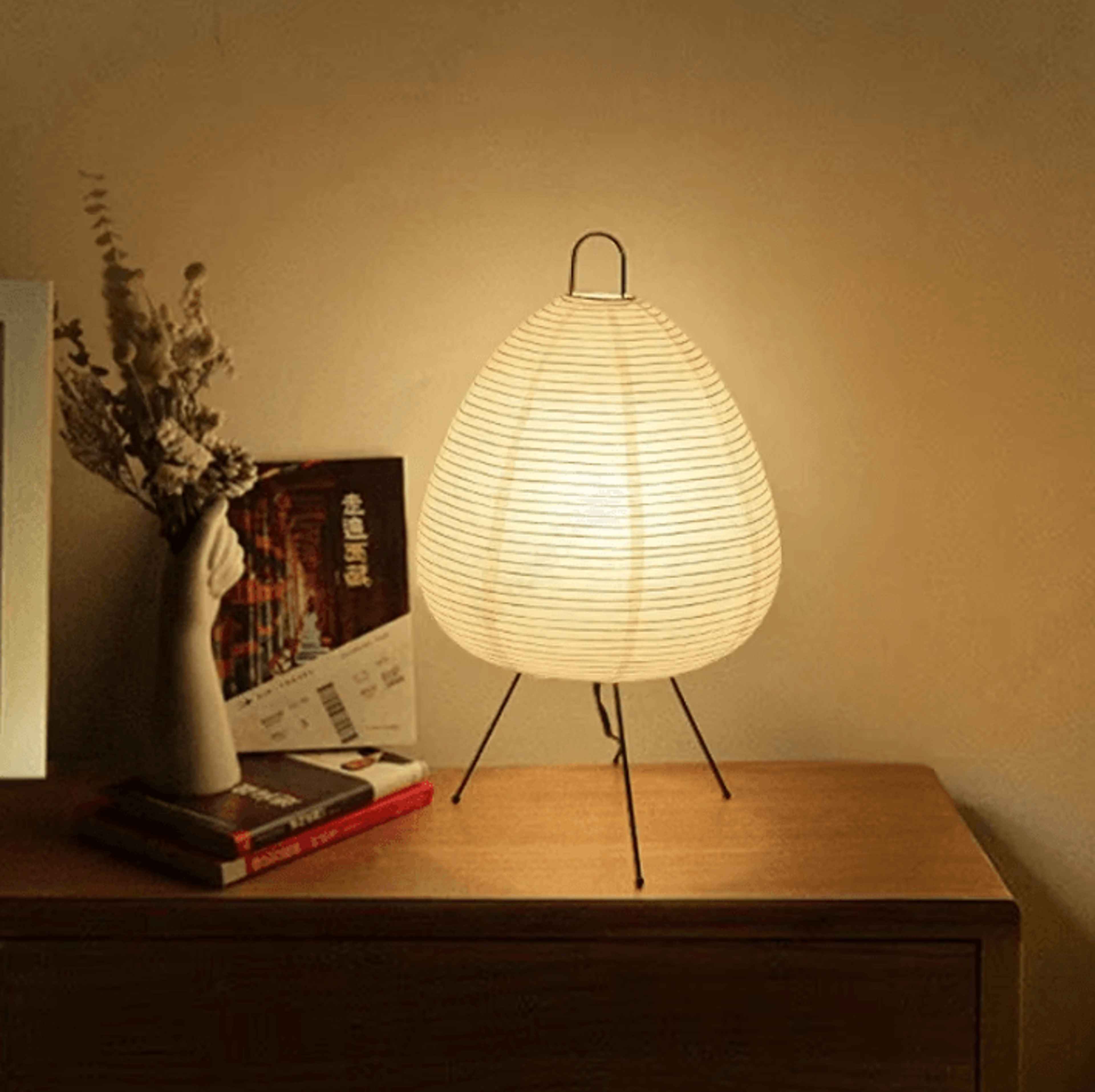 japanese rice paper table lamp inspired by akari style for bedroom & living room