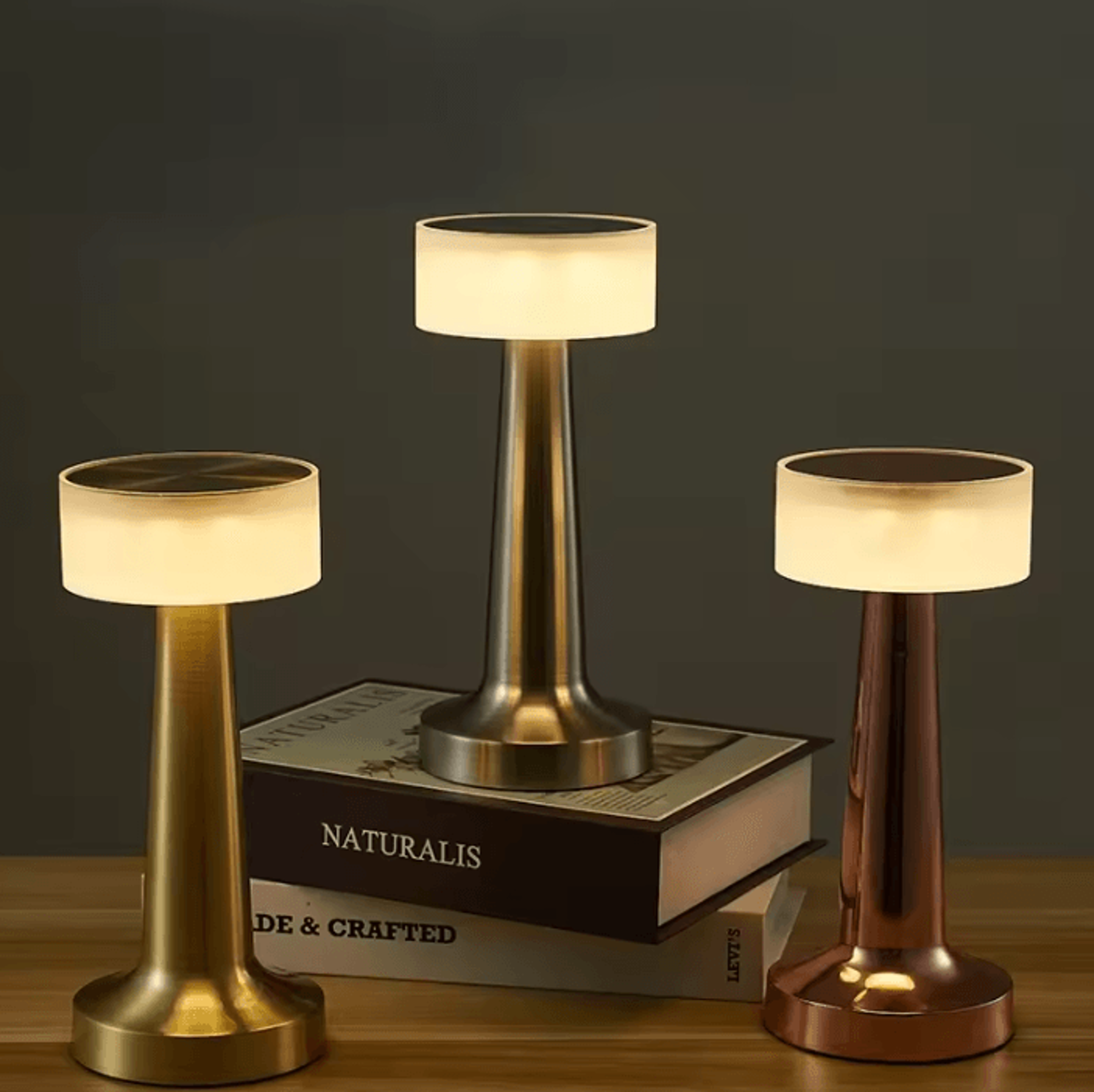 rechargeable led bar table lamp with touch sensor for bedroom, cafe & restaurant