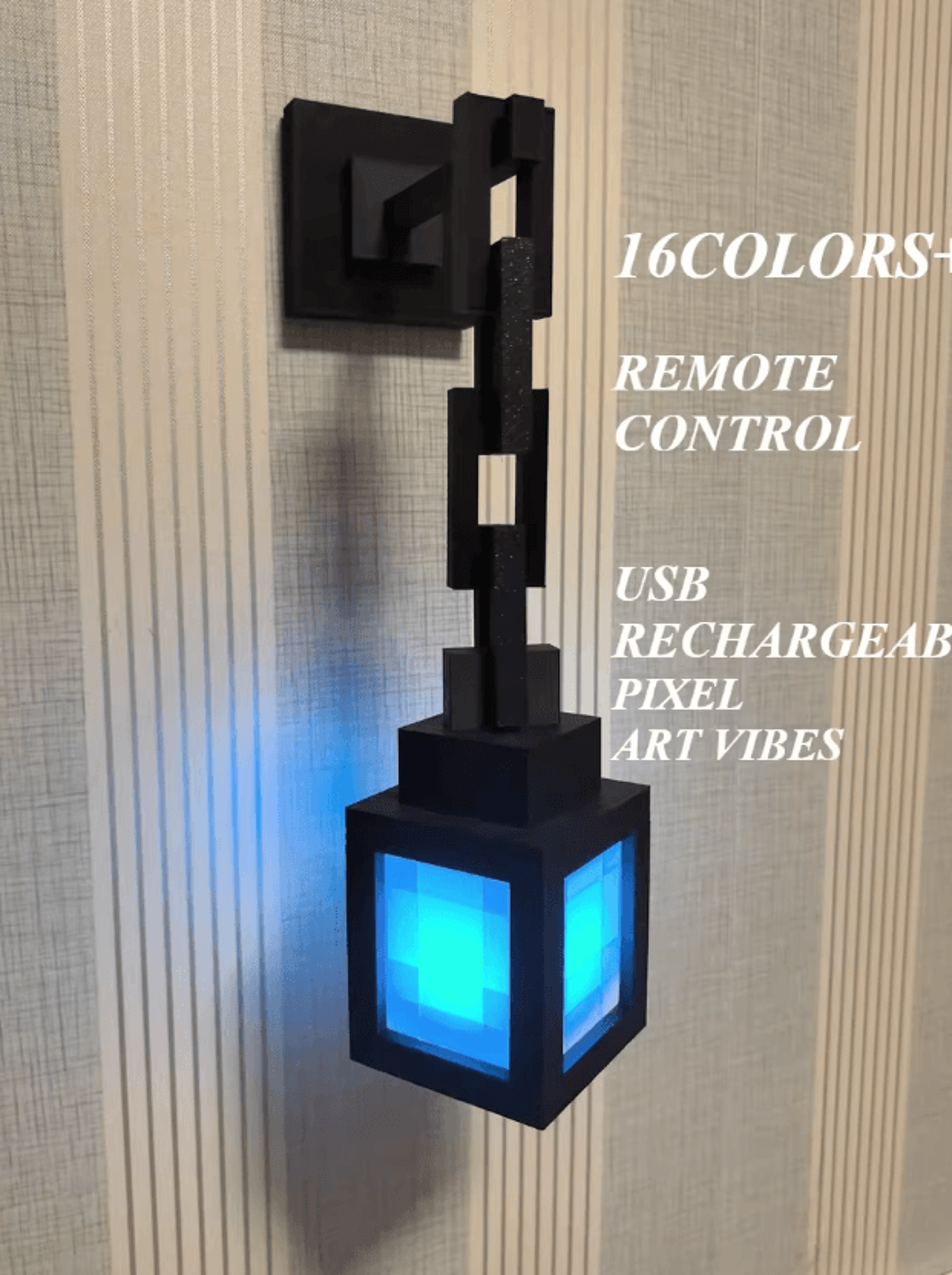 pixel style led night light portable lantern with 16 colors for bedroom & home decors