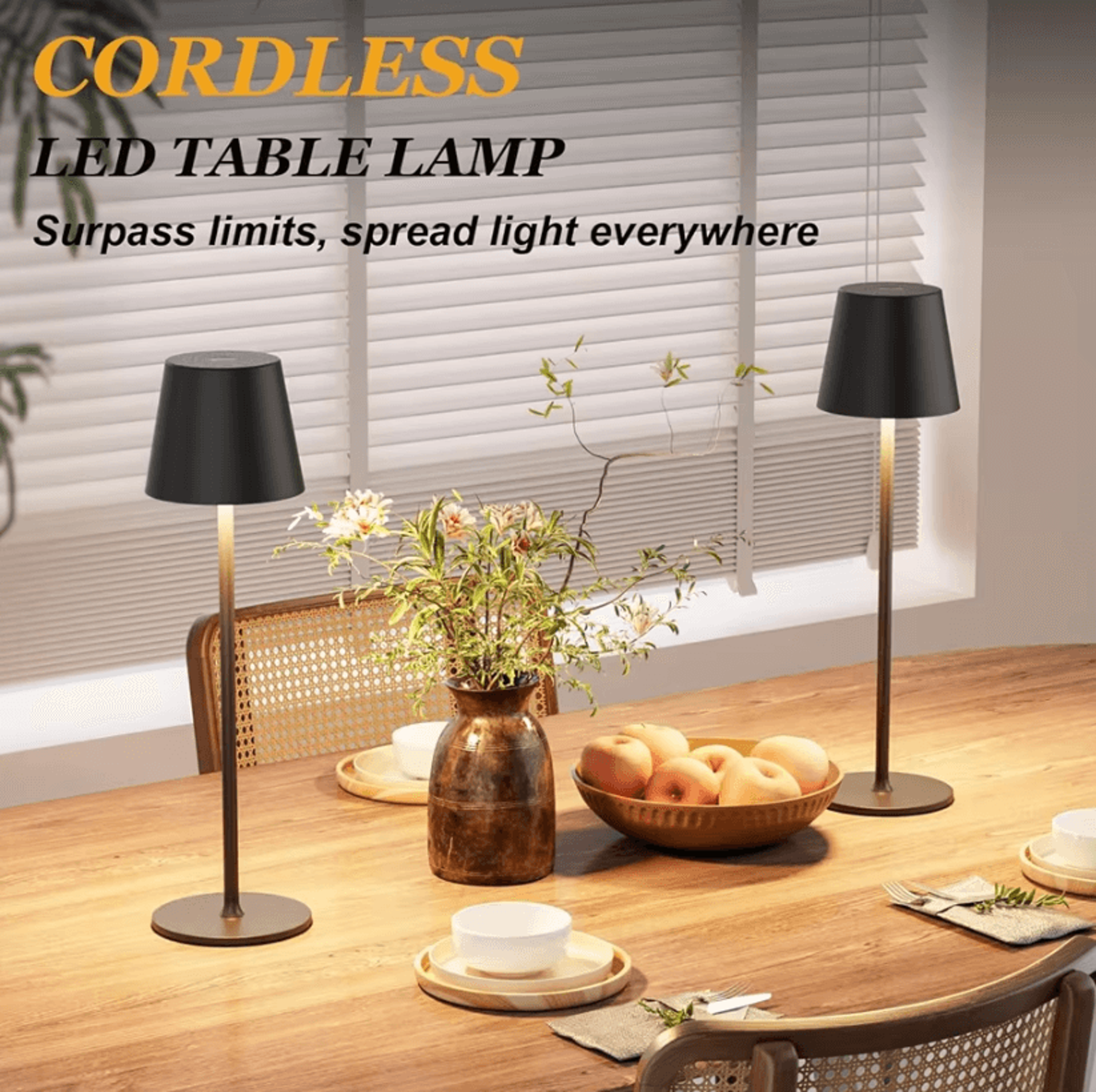 rgb cordless table lamp with touch control & rechargeable battery for bedroom & nightstand
