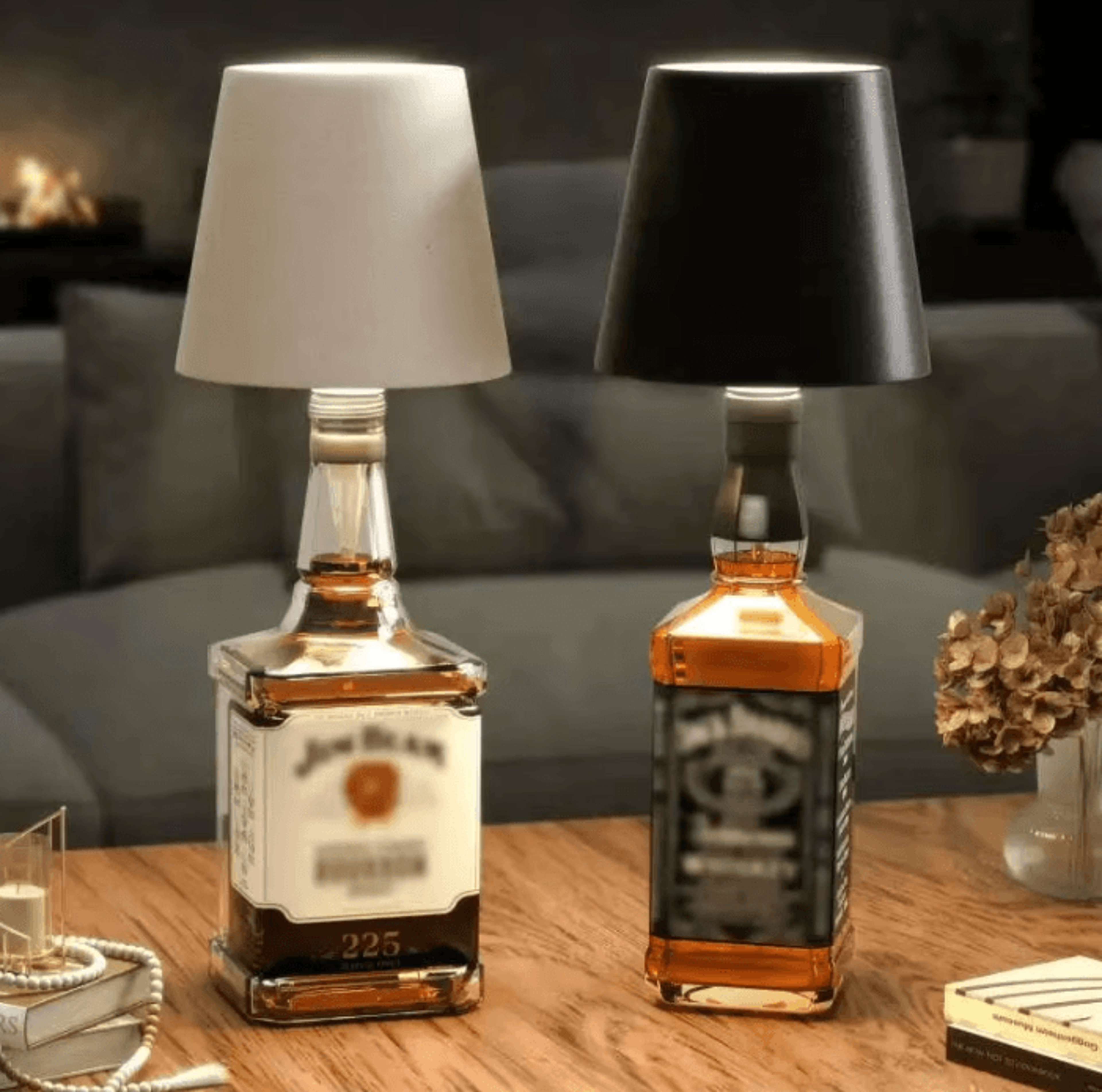 wireless wine bottle led table lamp with touch control & 3 color dimming