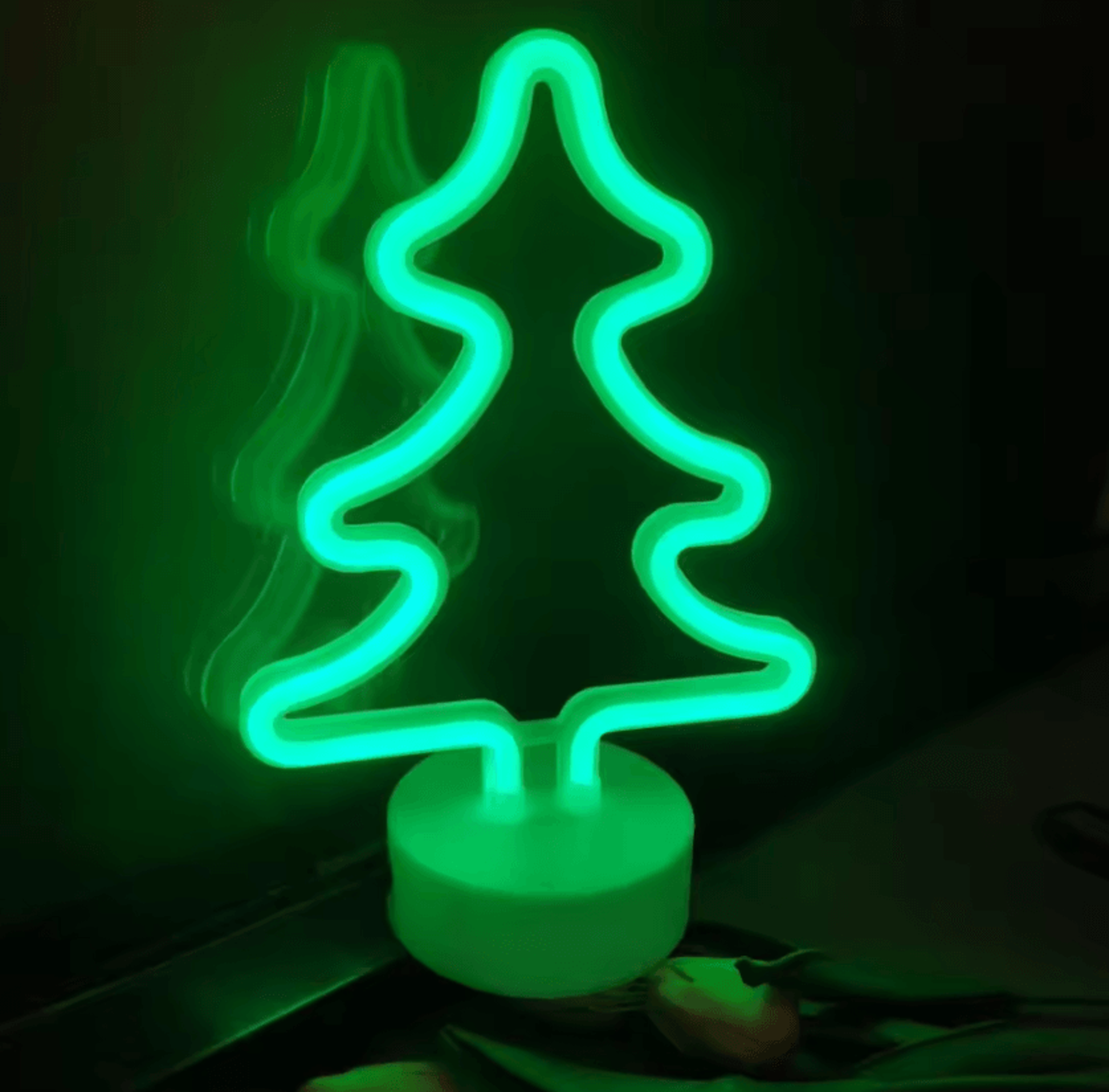 green christmas tree led neon light usb & battery powered desktop holiday decoration