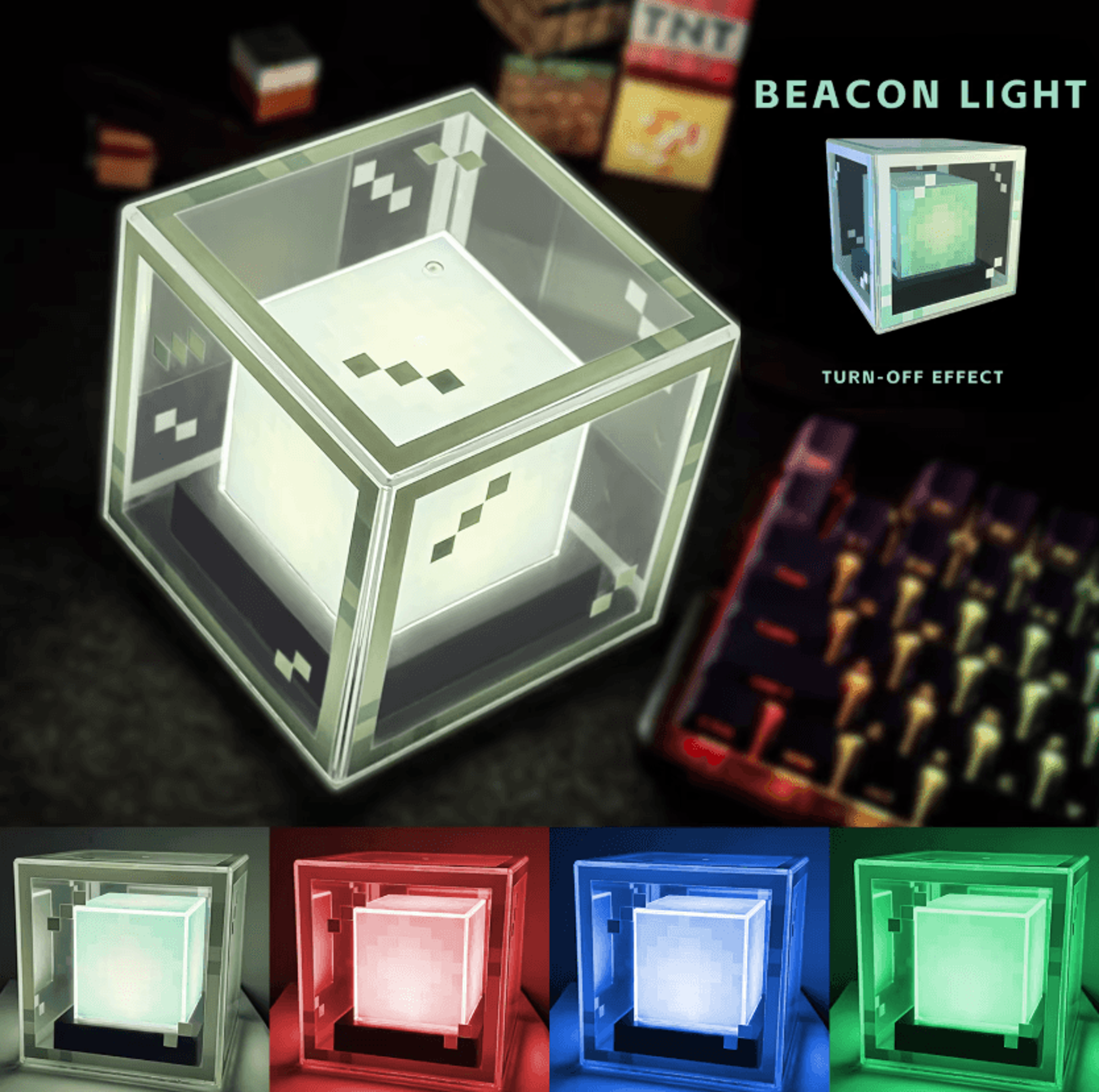 pixel style rechargeable beacon lamp led gaming desk night light