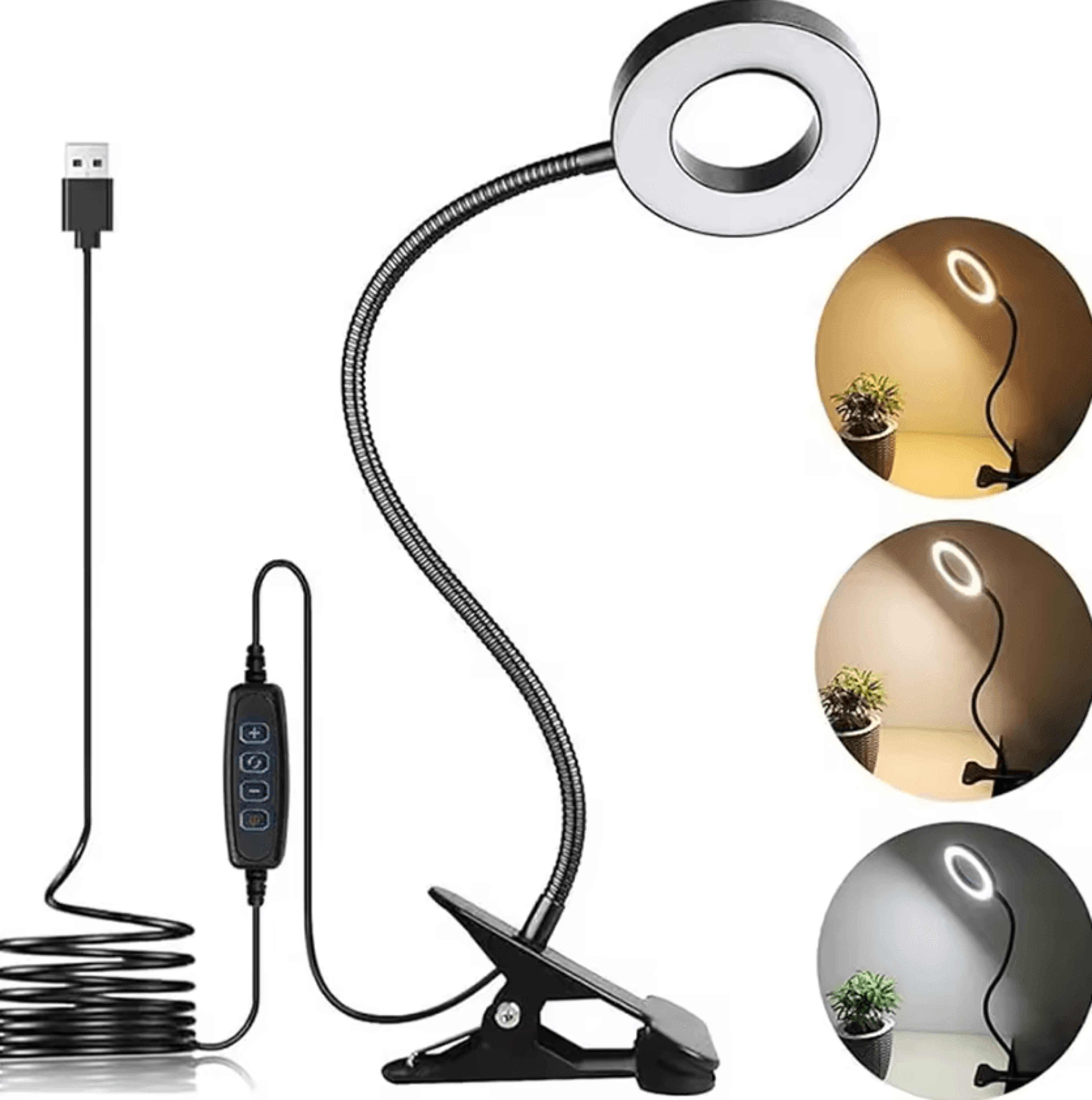 clip on led reading light 3 color modes dimmable book & study lamp