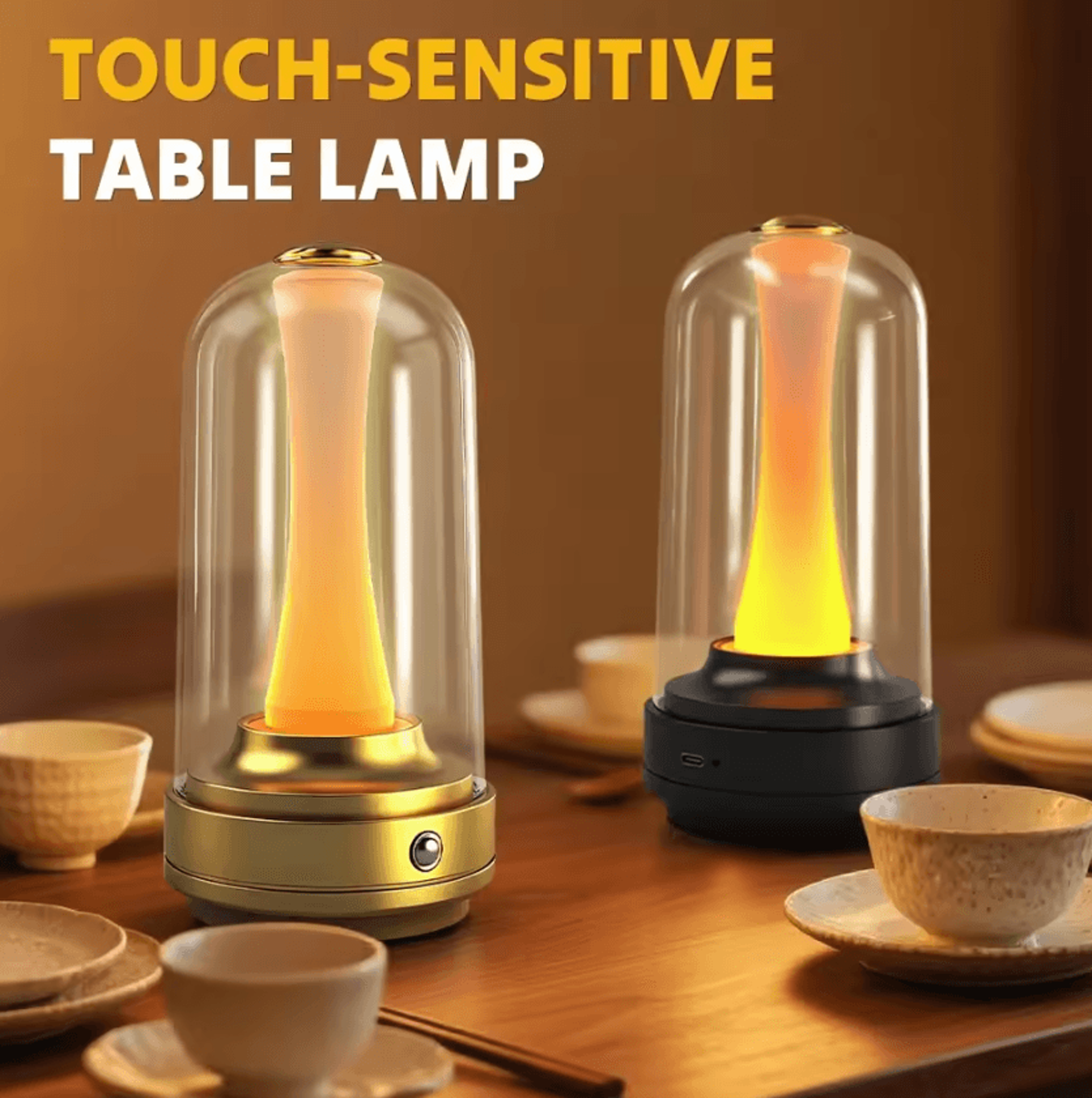 rechargeable dimmable led night light with touch glass lampshade