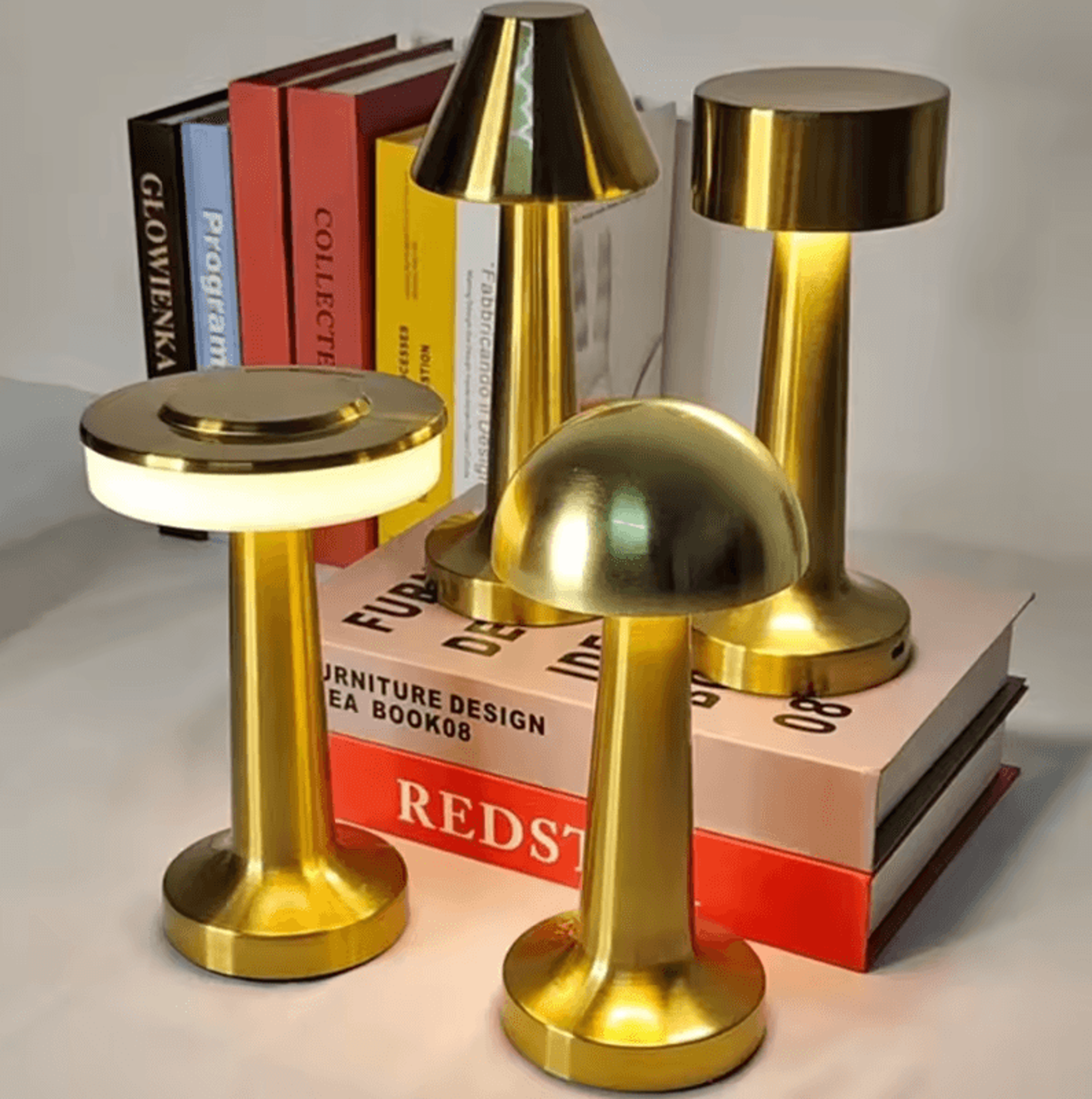 rechargeable led table lamp 3 color touch control retro mushroom desk light