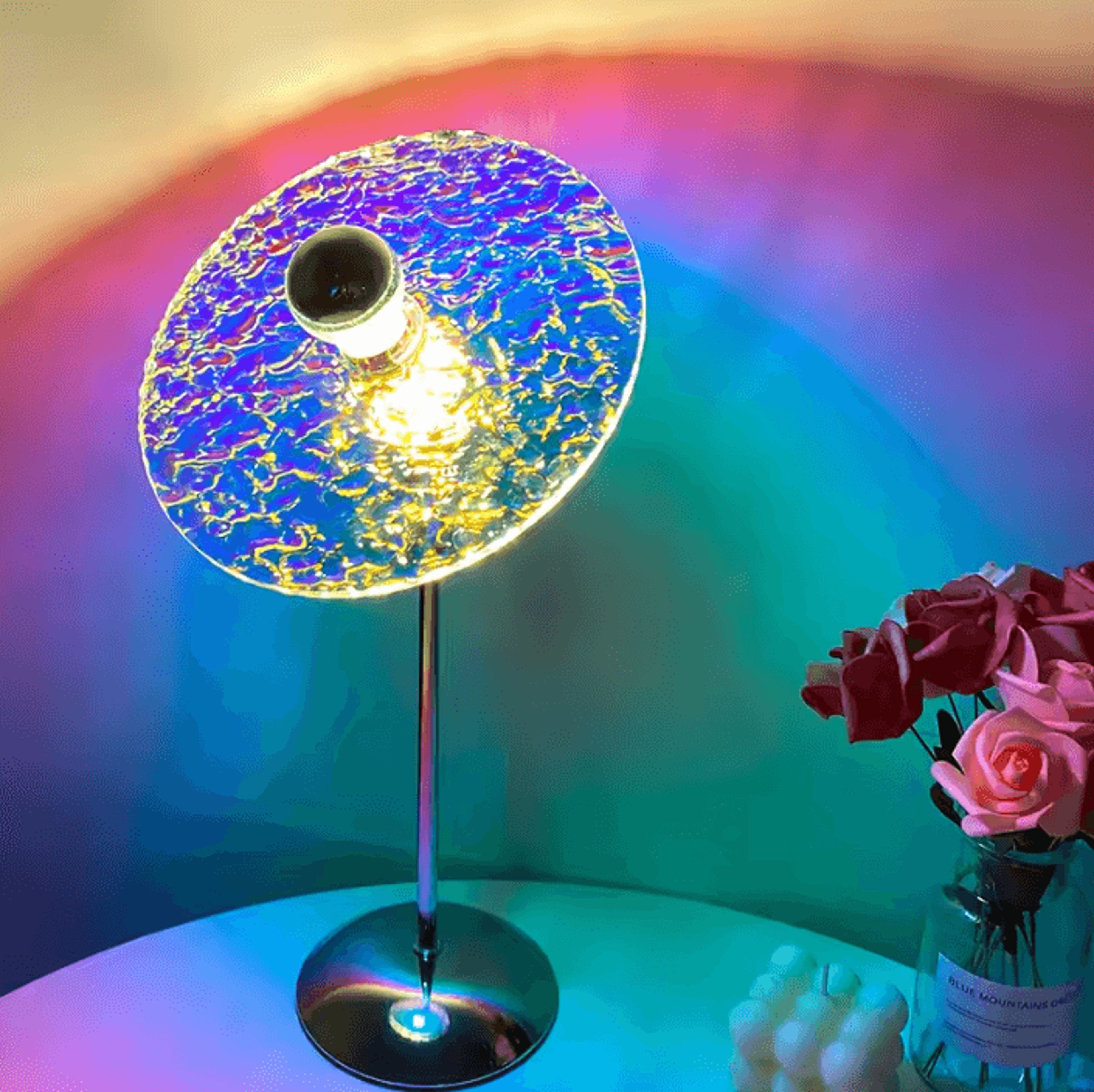 sunset projection table lamp usb led rainbow mood light for home decor