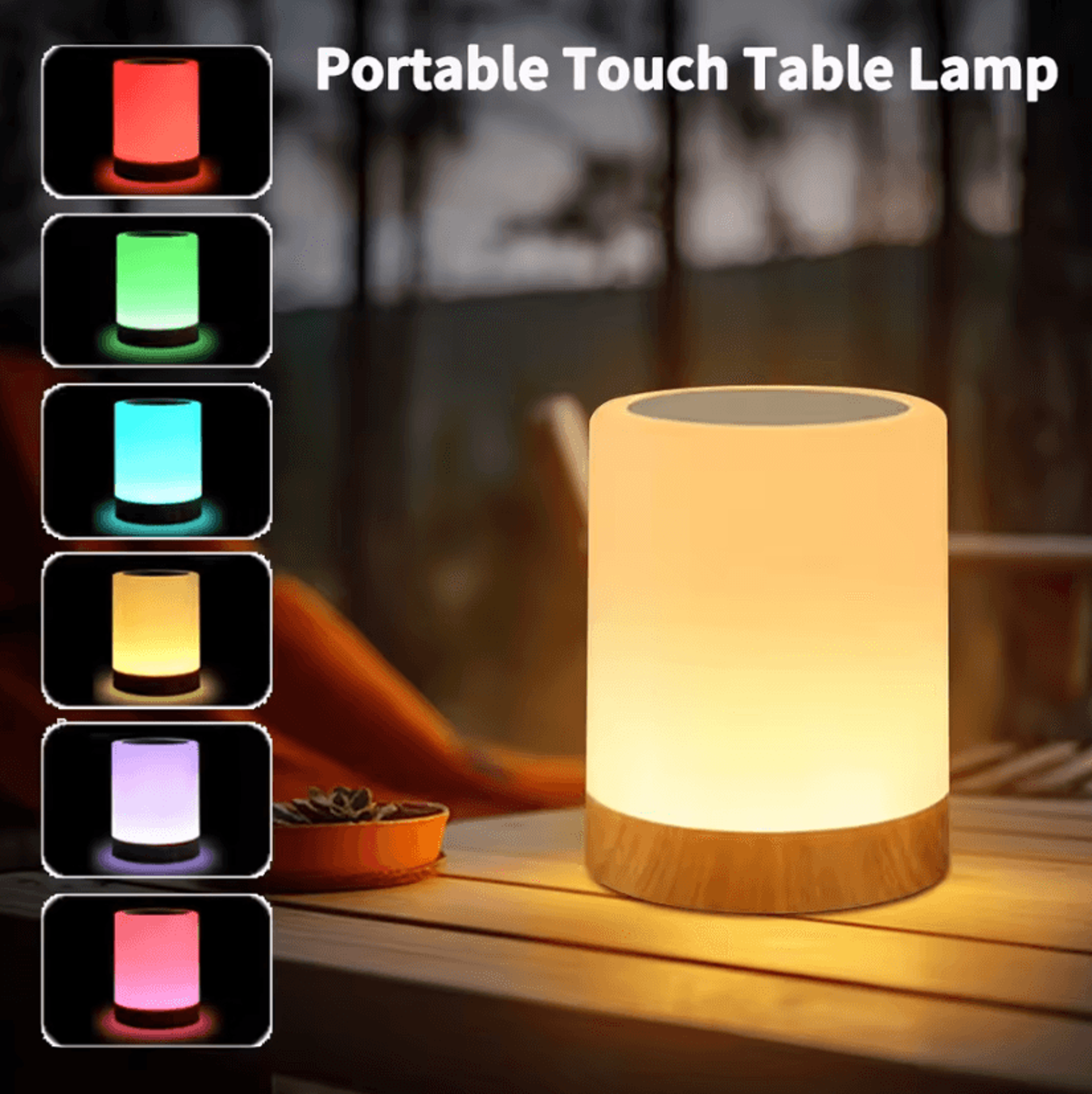 portable rechargeable led bedside table lamp usb night light for bedroom & camping
