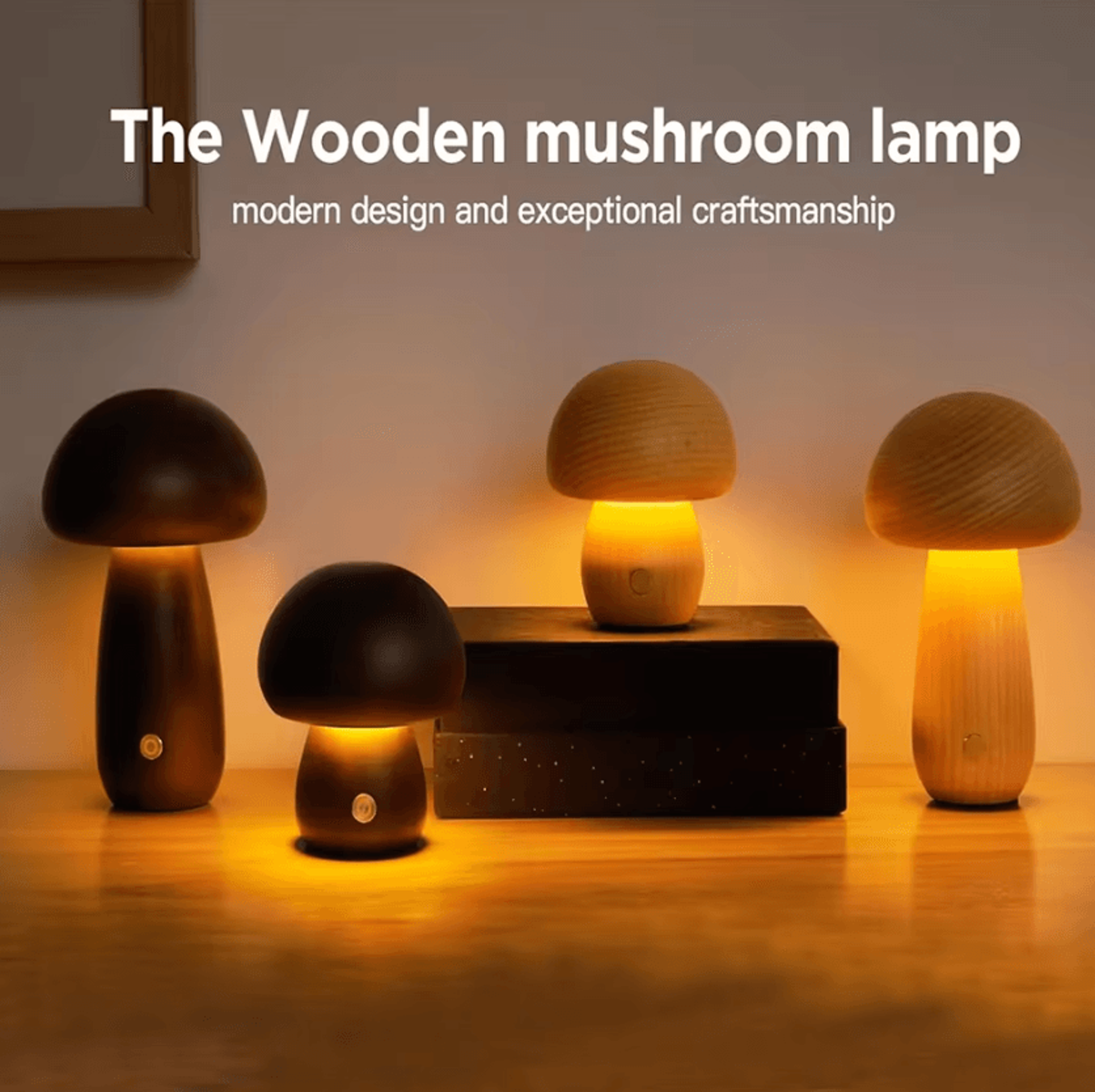 rechargeable mushroom table lamp touch dimmable portable led bedside light