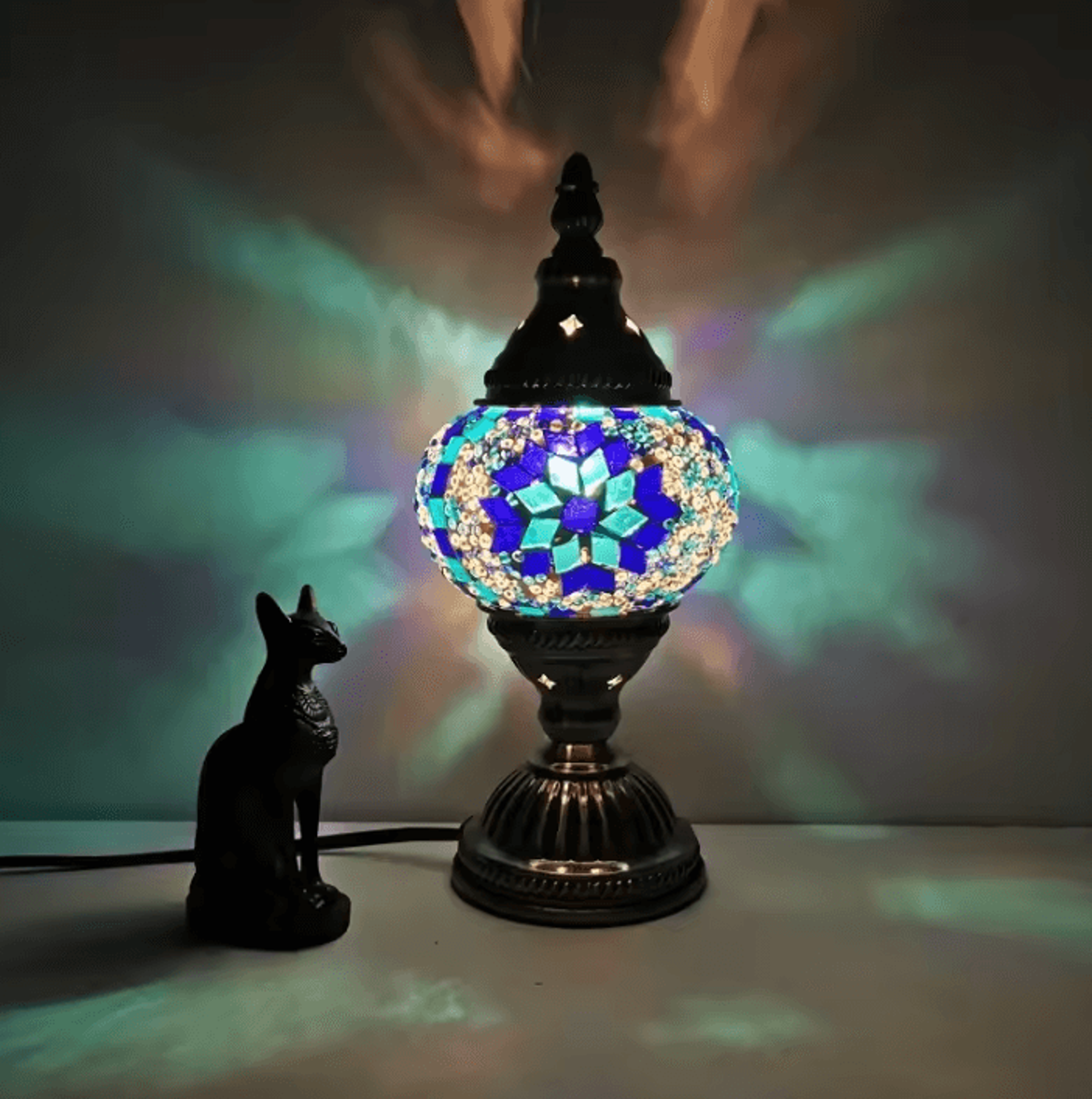 turkish mosaic stained glass table lamp retro decorative bedside light
