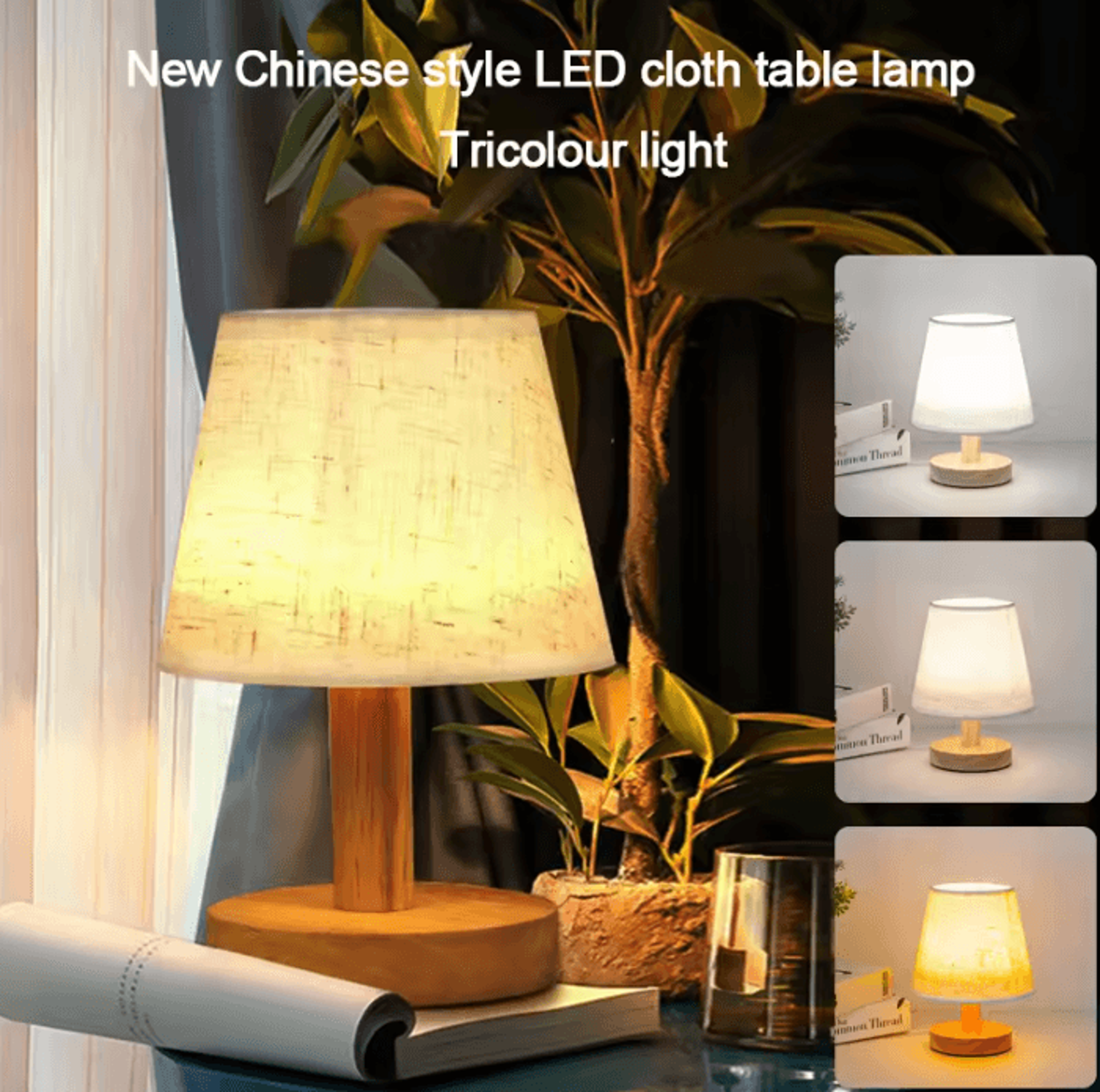retro led table lamp usb powered linen bedside desk light