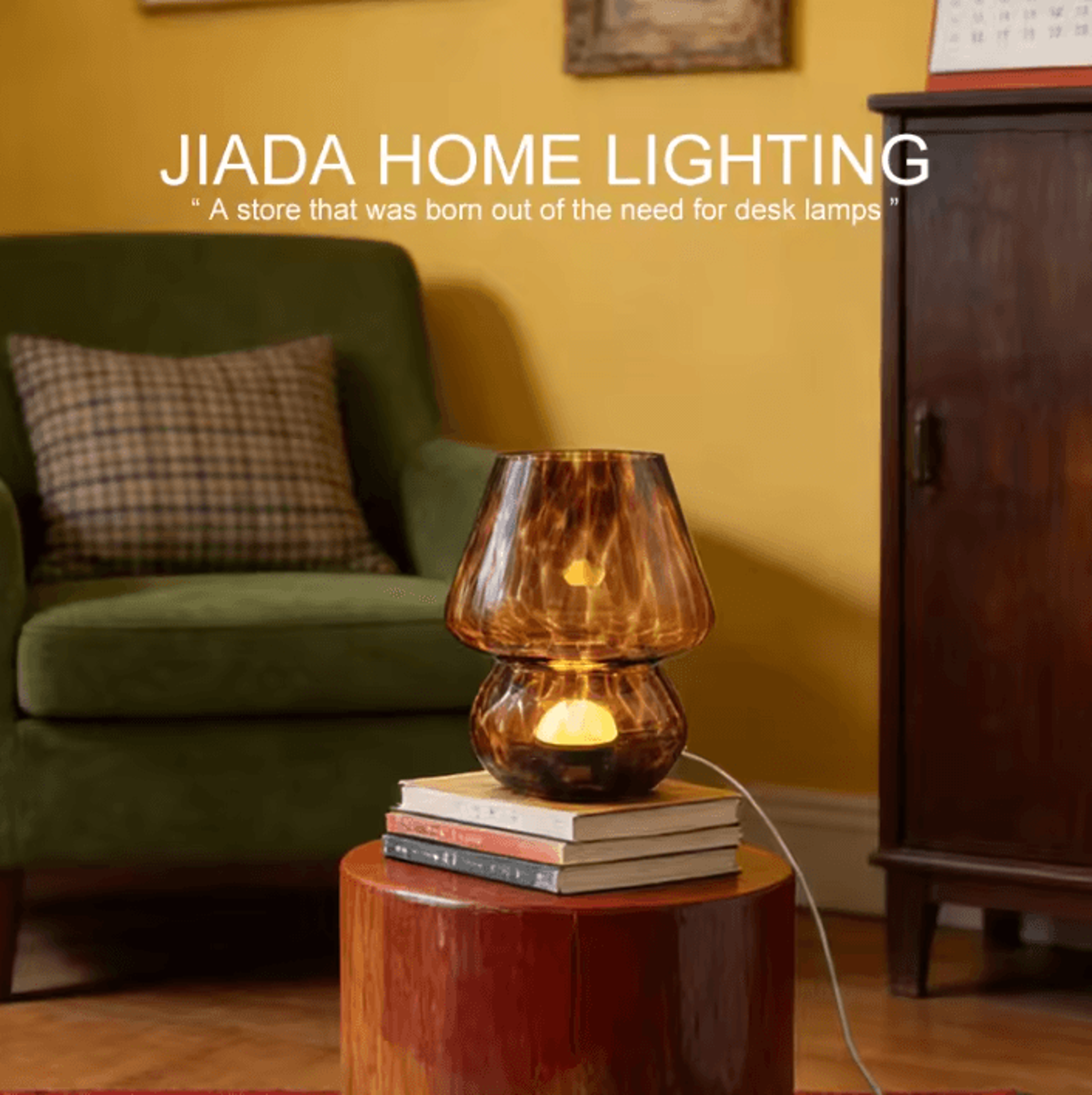 colorful glass mushroom table lamp cream style bedside decorative light