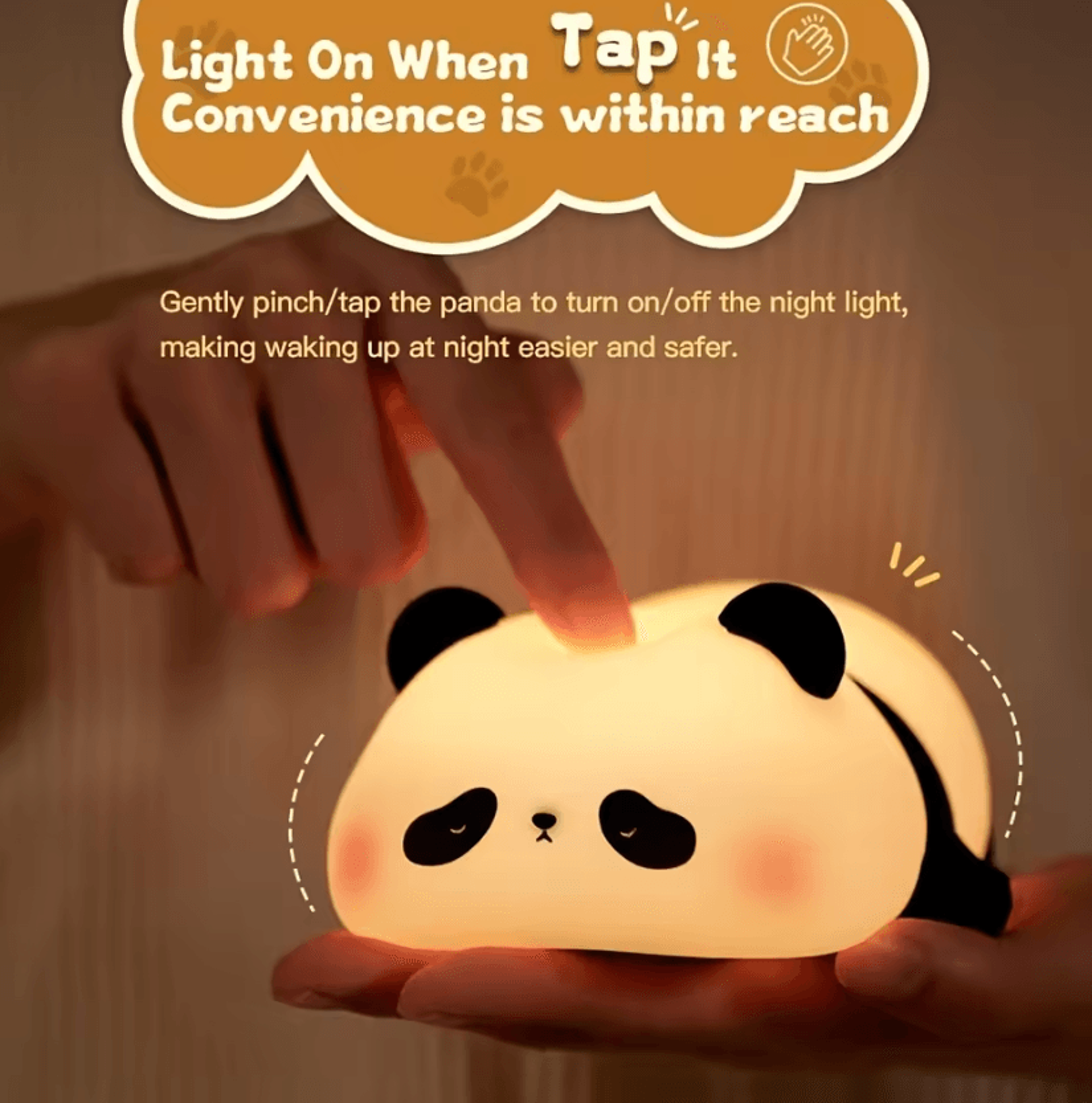 rechargeable panda night light with timer cute led bedside lamp