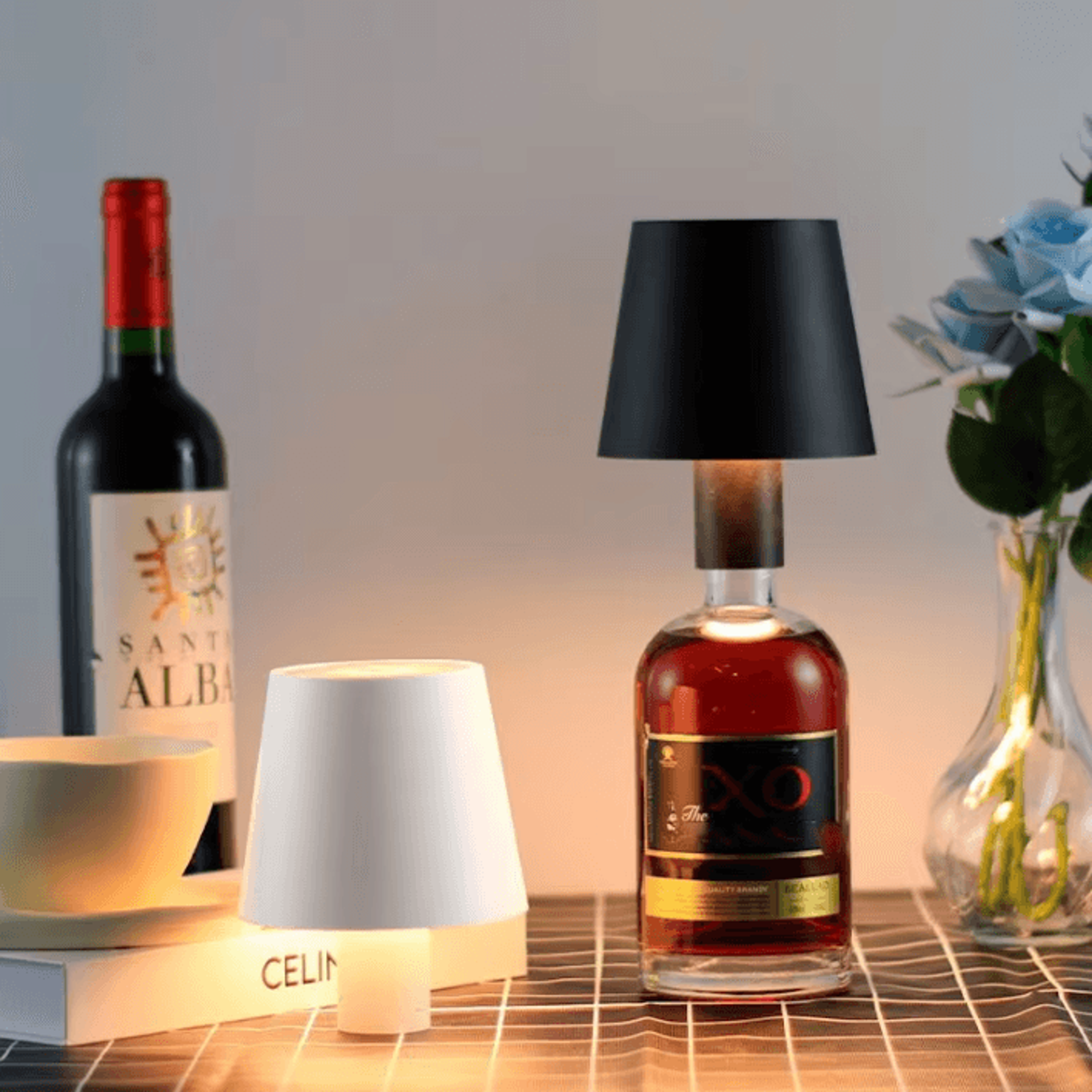 rechargeable wine bottle table lamp portable dimmable led bottle light