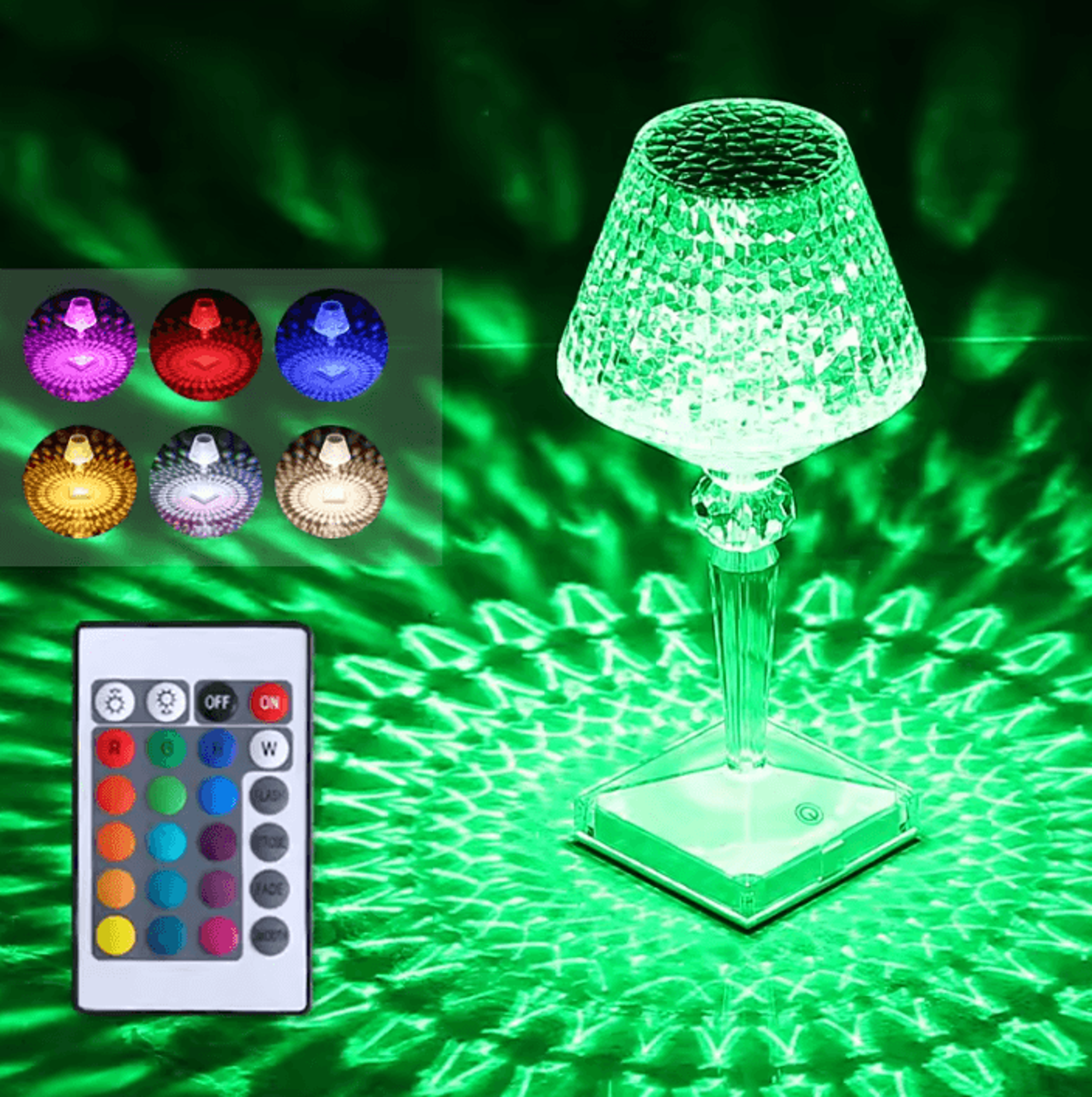 diamond crystal led table lamp touch control acrylic prism night light