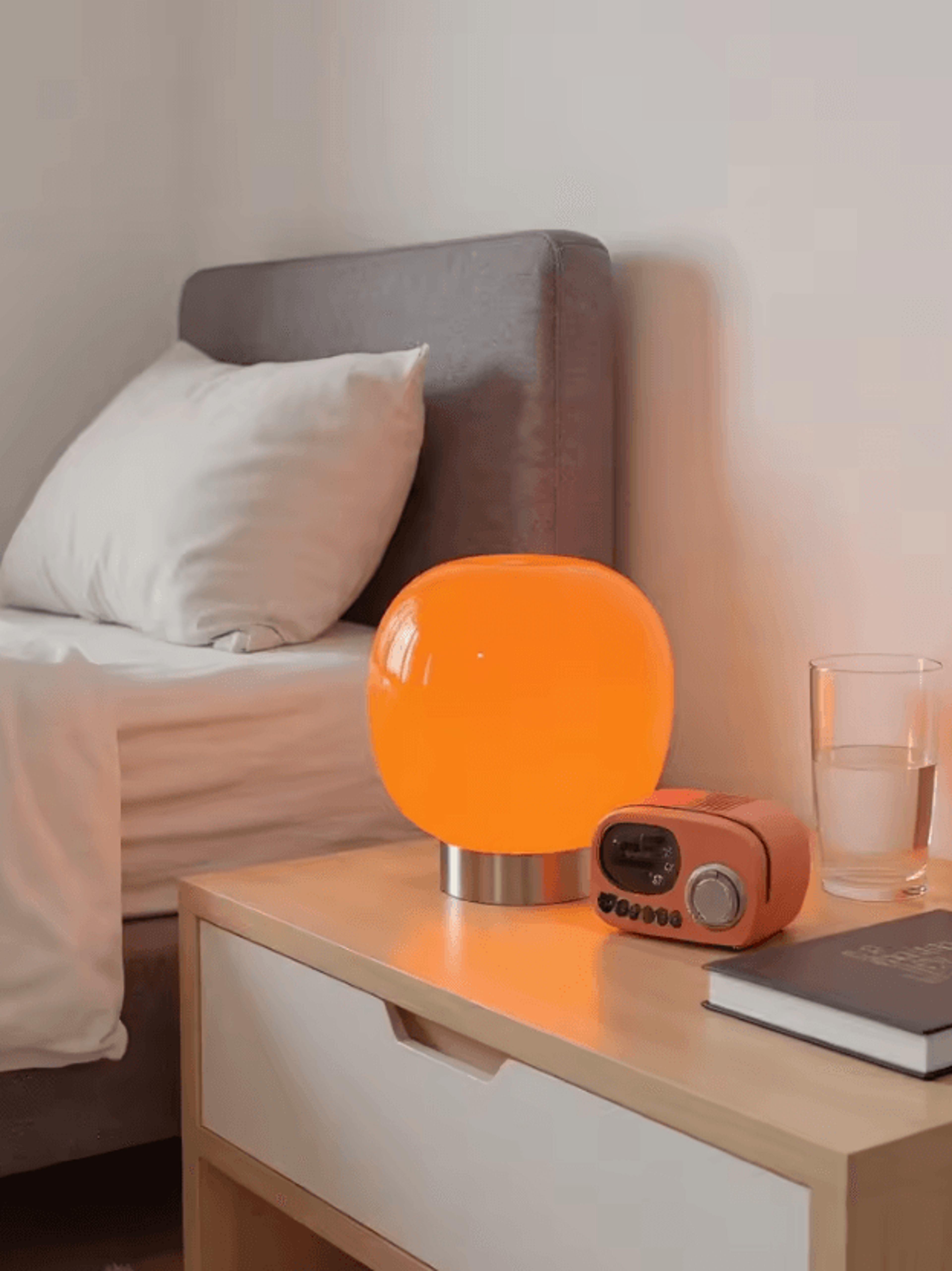 macaron glass table lamp 3 color dimmable modern bedside led light
