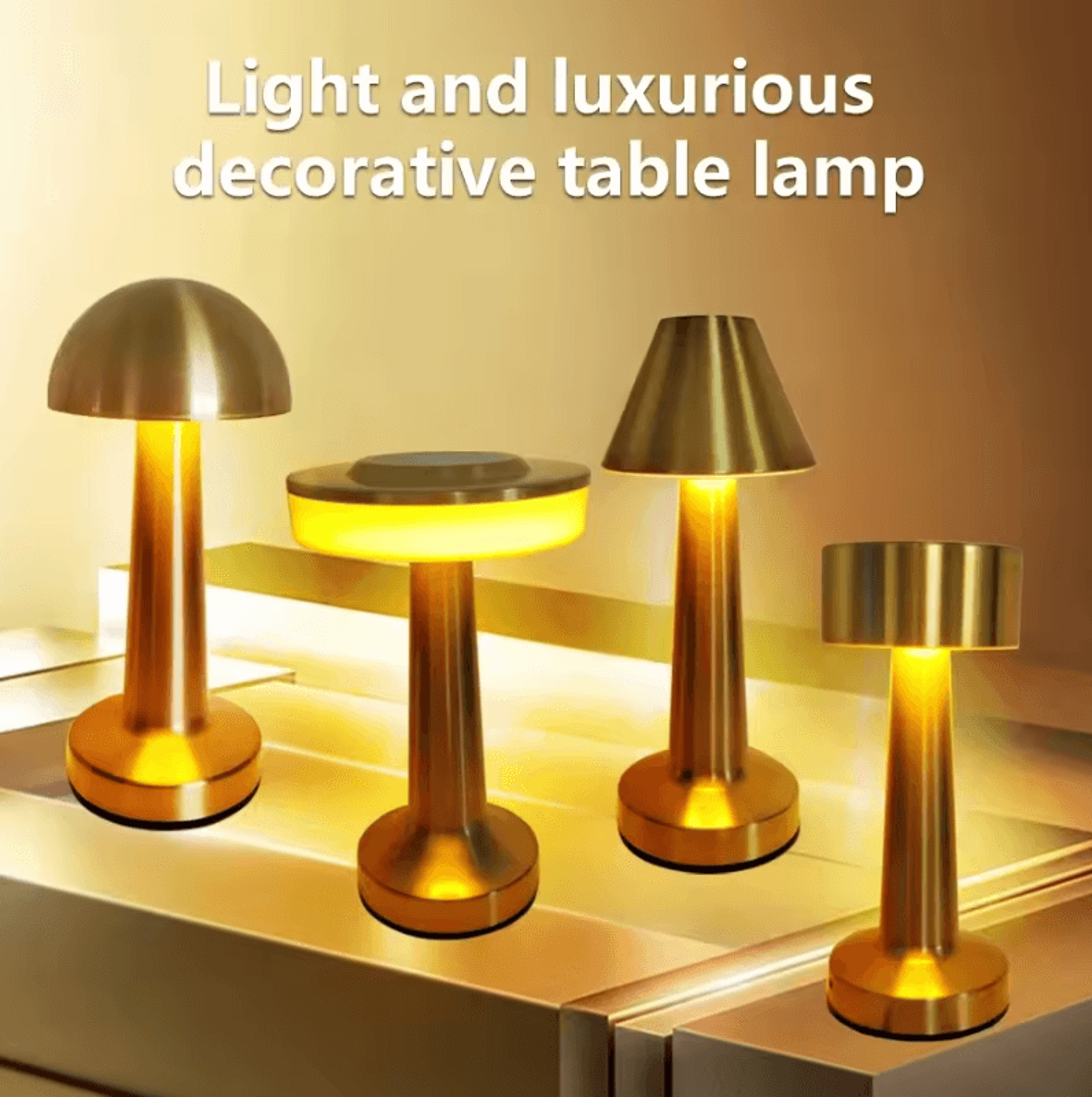 rechargeable metal led table lamp touch control decorative desk light