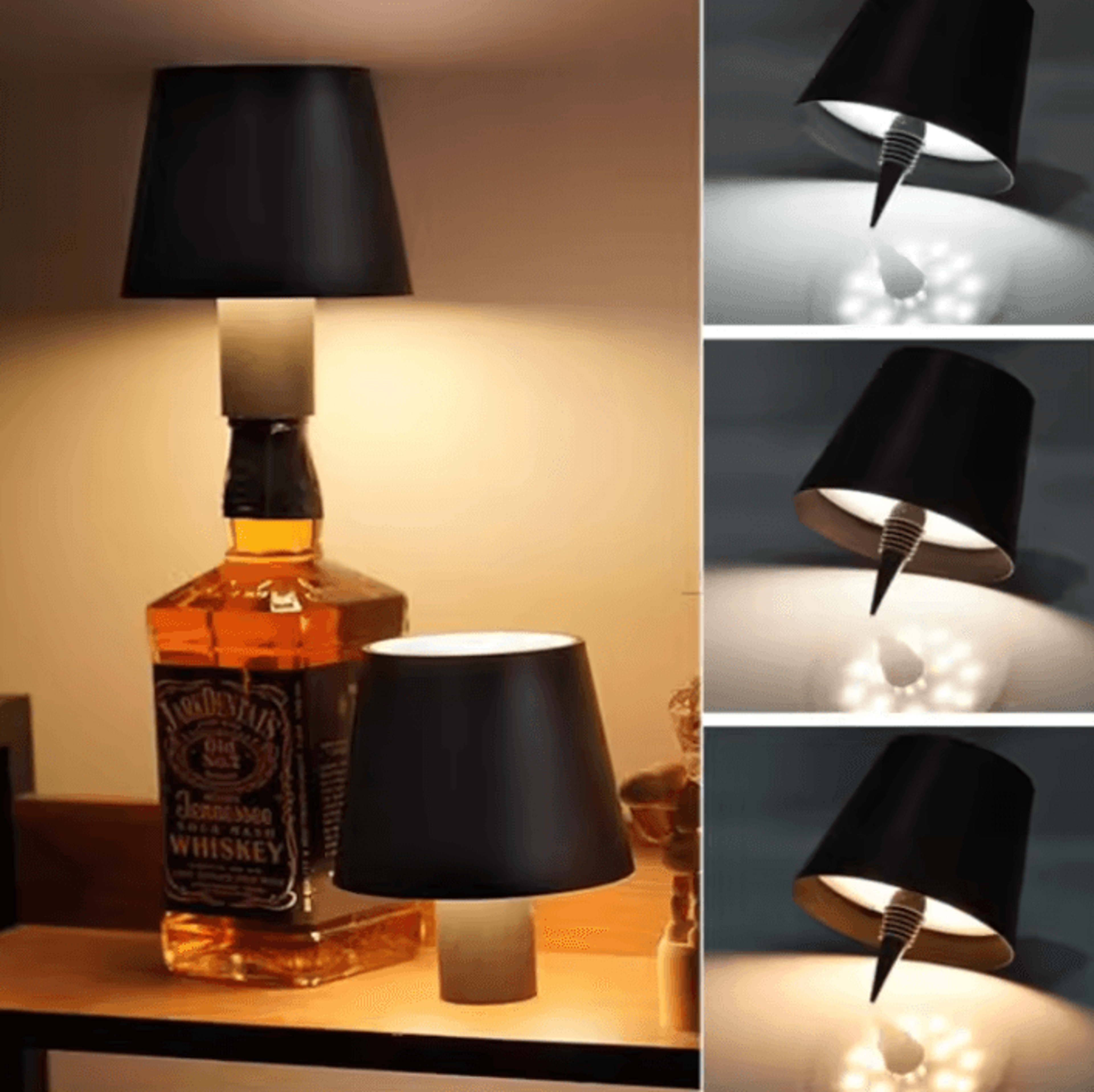 rechargeable wireless bottle lamp with touch control and stepless dimming led table light