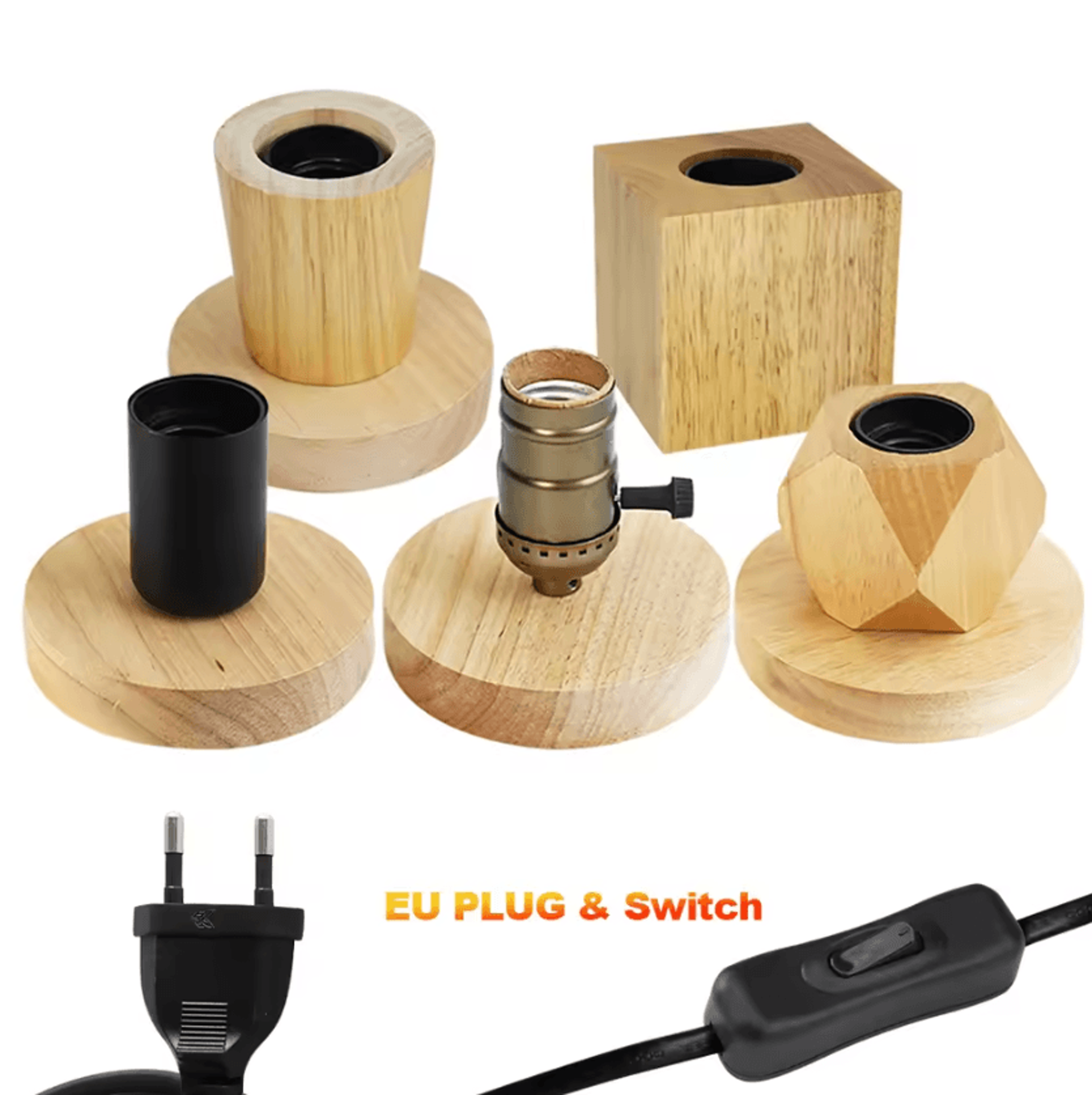 retro vintage wooden table lamp with e27 base bedside night light