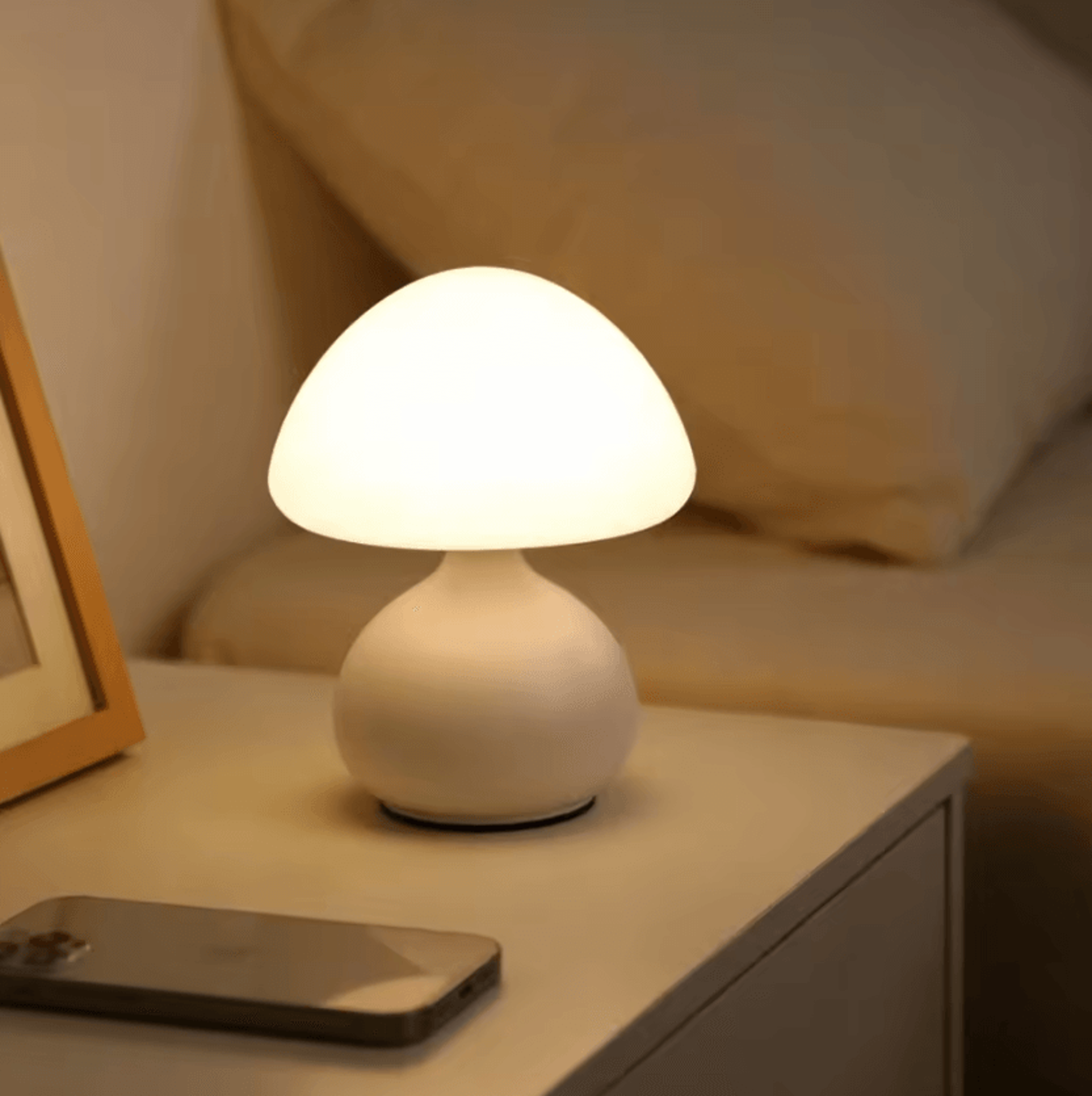 modern minimalist mushroom table lamp with 3 color dimmable led light
