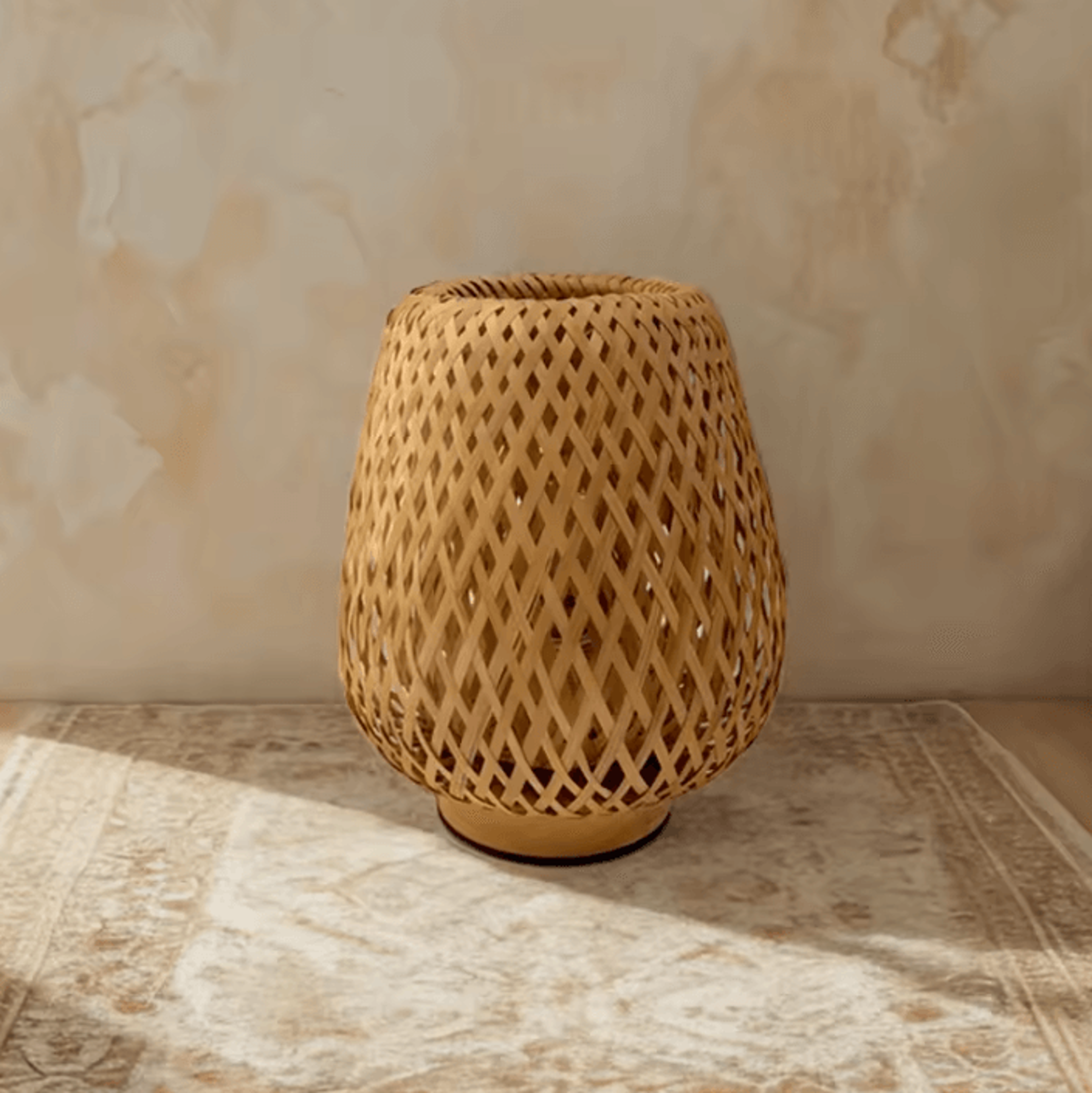 handwoven bamboo table lamp warm led decorative bedside light