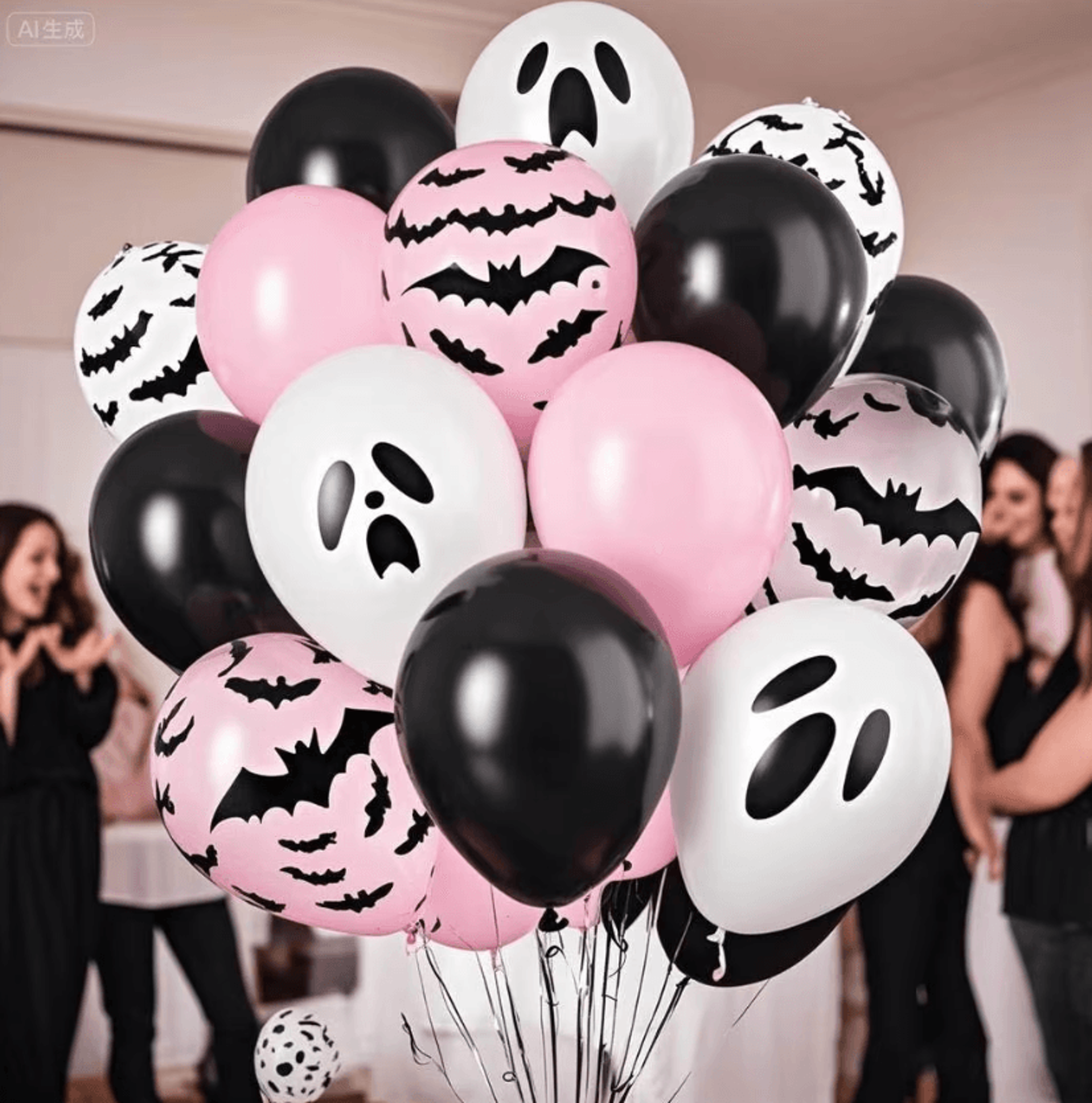 20pcs pink halloween balloon set ghost and bat party decorations