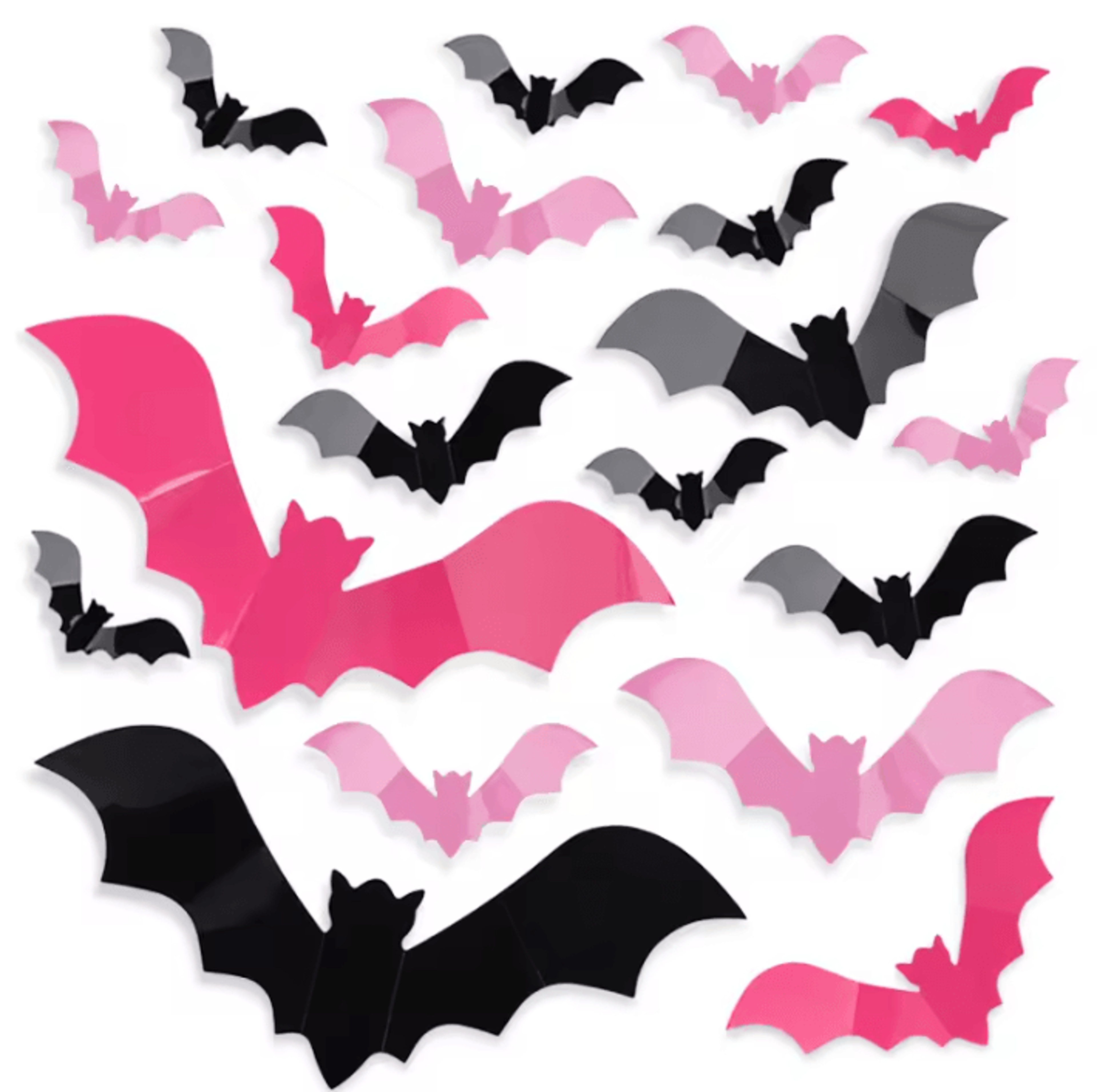 24pcs 3d pink halloween bat window stickers removable wall decals