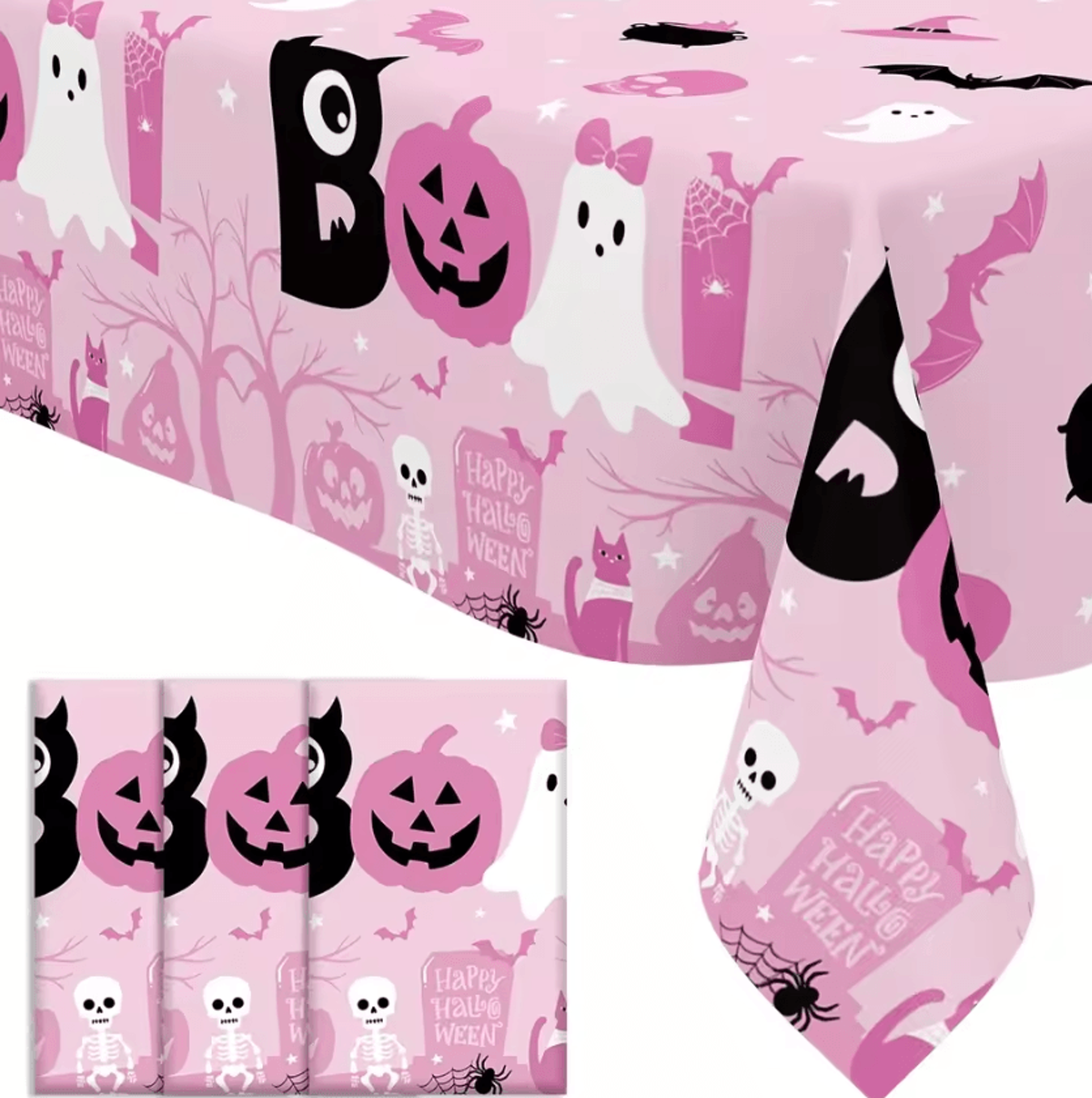 3 pack pink halloween tablecloths little boo plastic party table covers