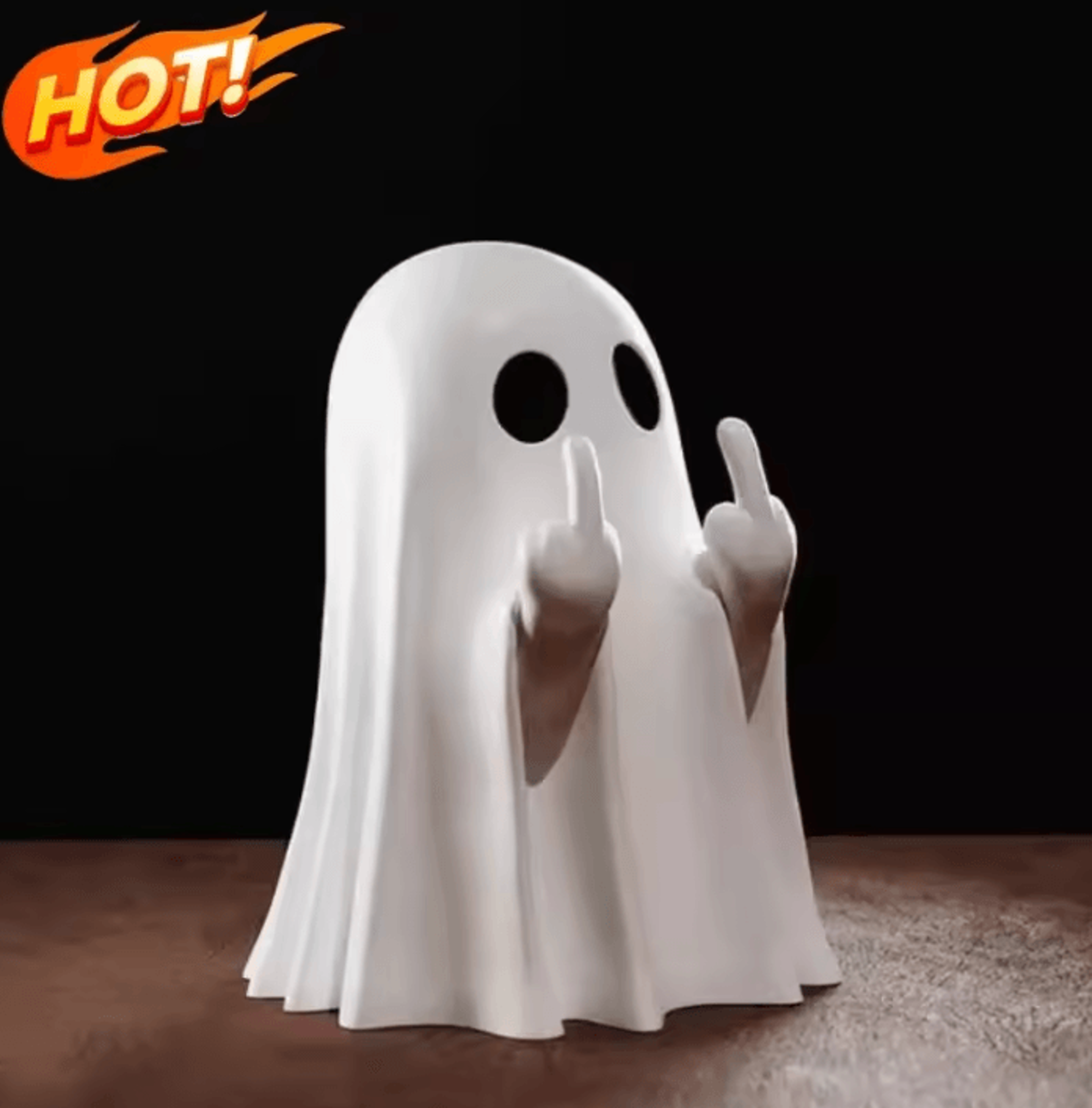 funny middle finger ghost statue halloween resin tabletop decoration