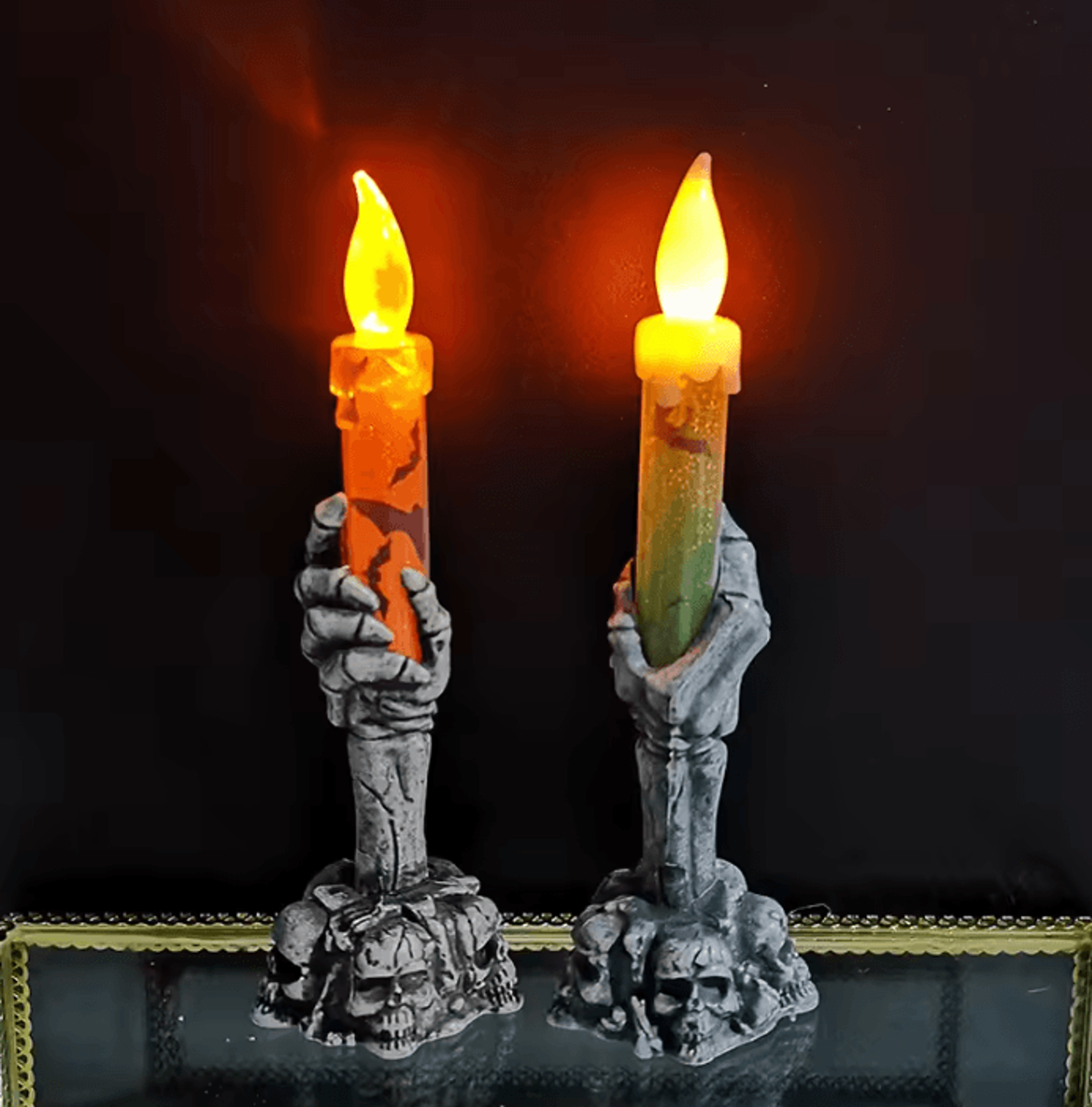 halloween skeleton ghost pumpkin led party candles decorative set